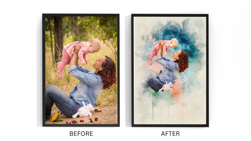 Custom Mother & Baby Watercolor Portrait – Personalized Artwork from Photo, Meaningful Gift for Mom