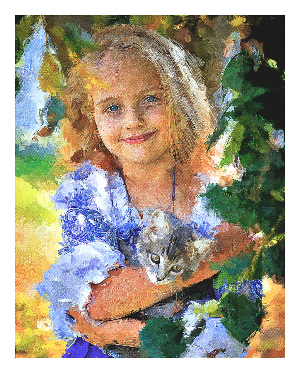 Custom Childhood Oil Painting Effect Portrait – Hand-Edited Digital Art