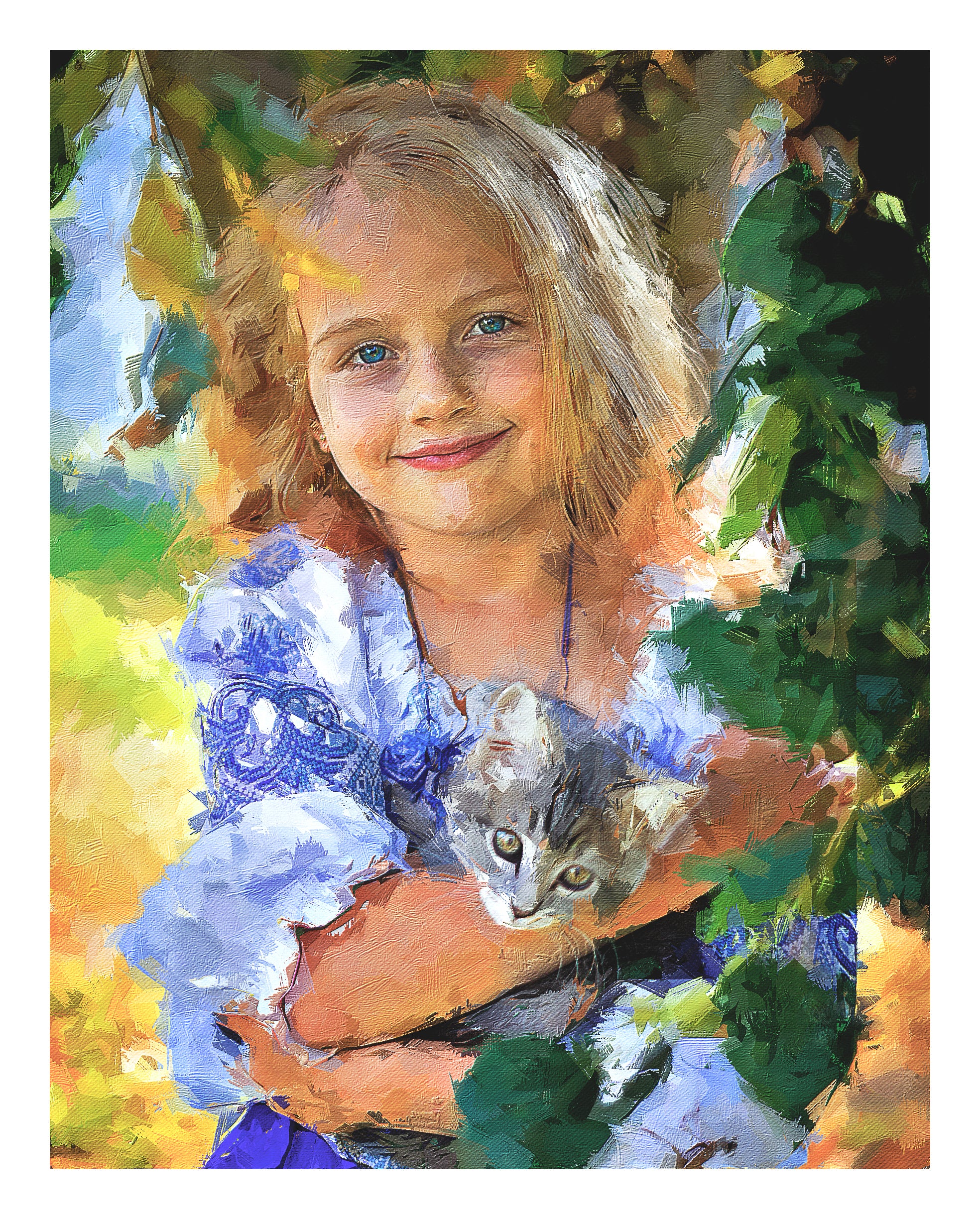 Custom Childhood Oil Painting Effect Portrait – Hand-Edited Digital Art