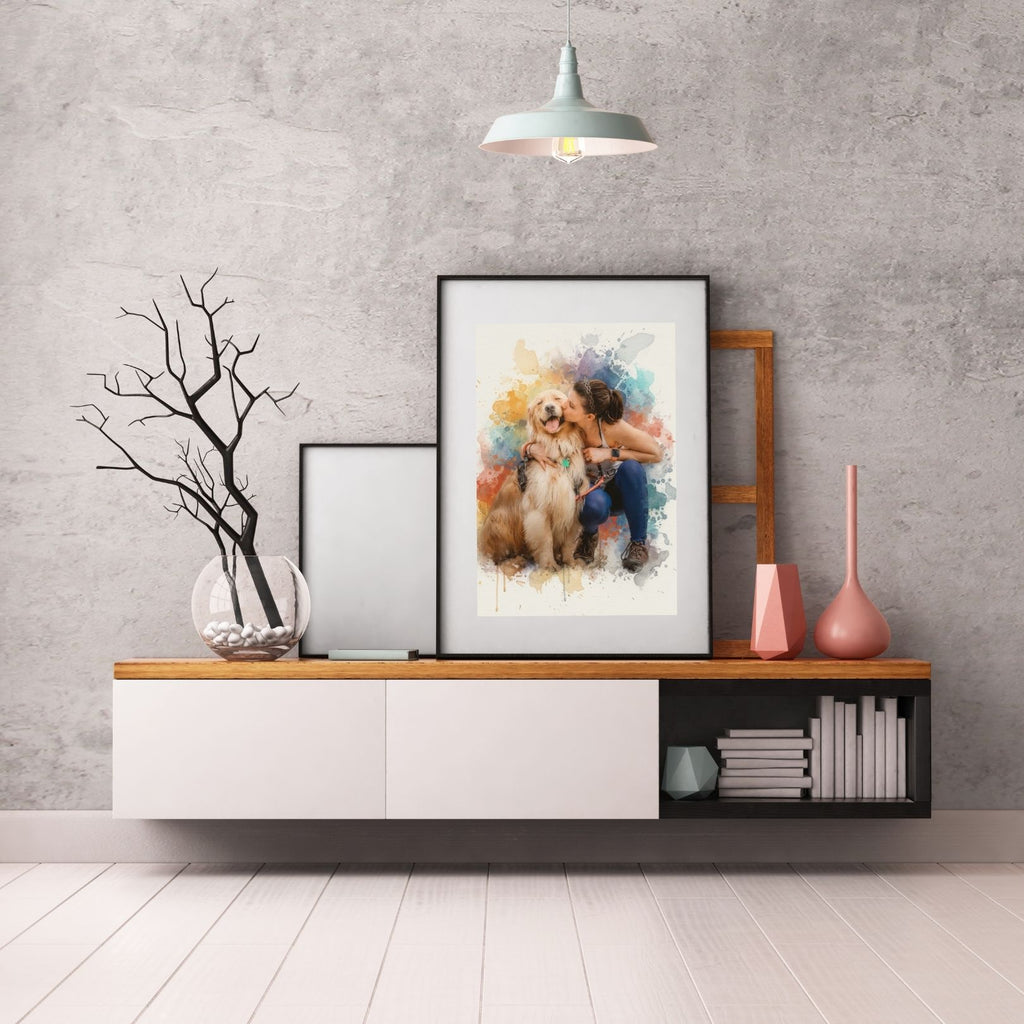 Custom Pet Vibrant Watercolor Sketch – Hand-Edited Digital Paw-trait