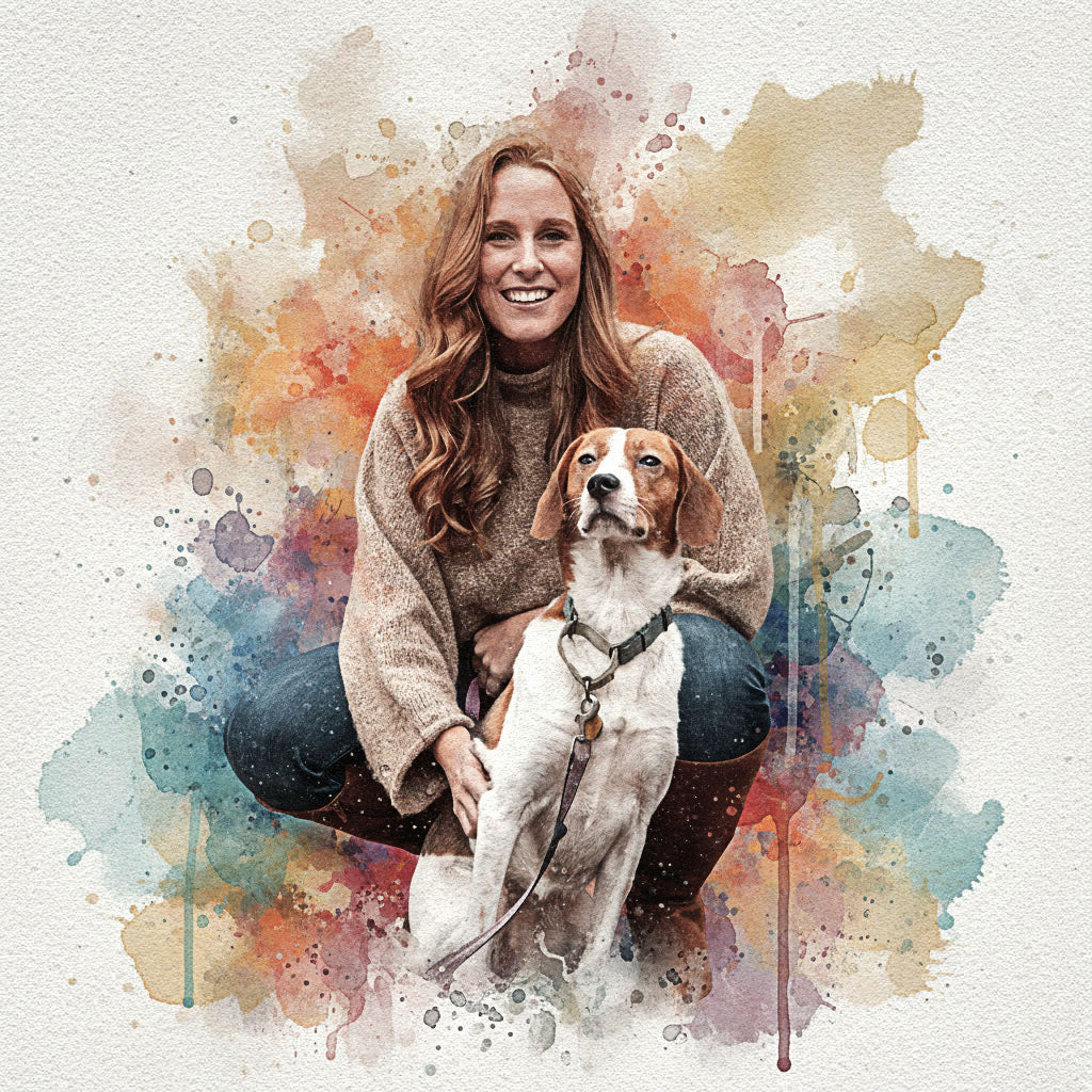 Custom Pet Vibrant Watercolor Sketch – Hand-Edited Digital Paw-trait
