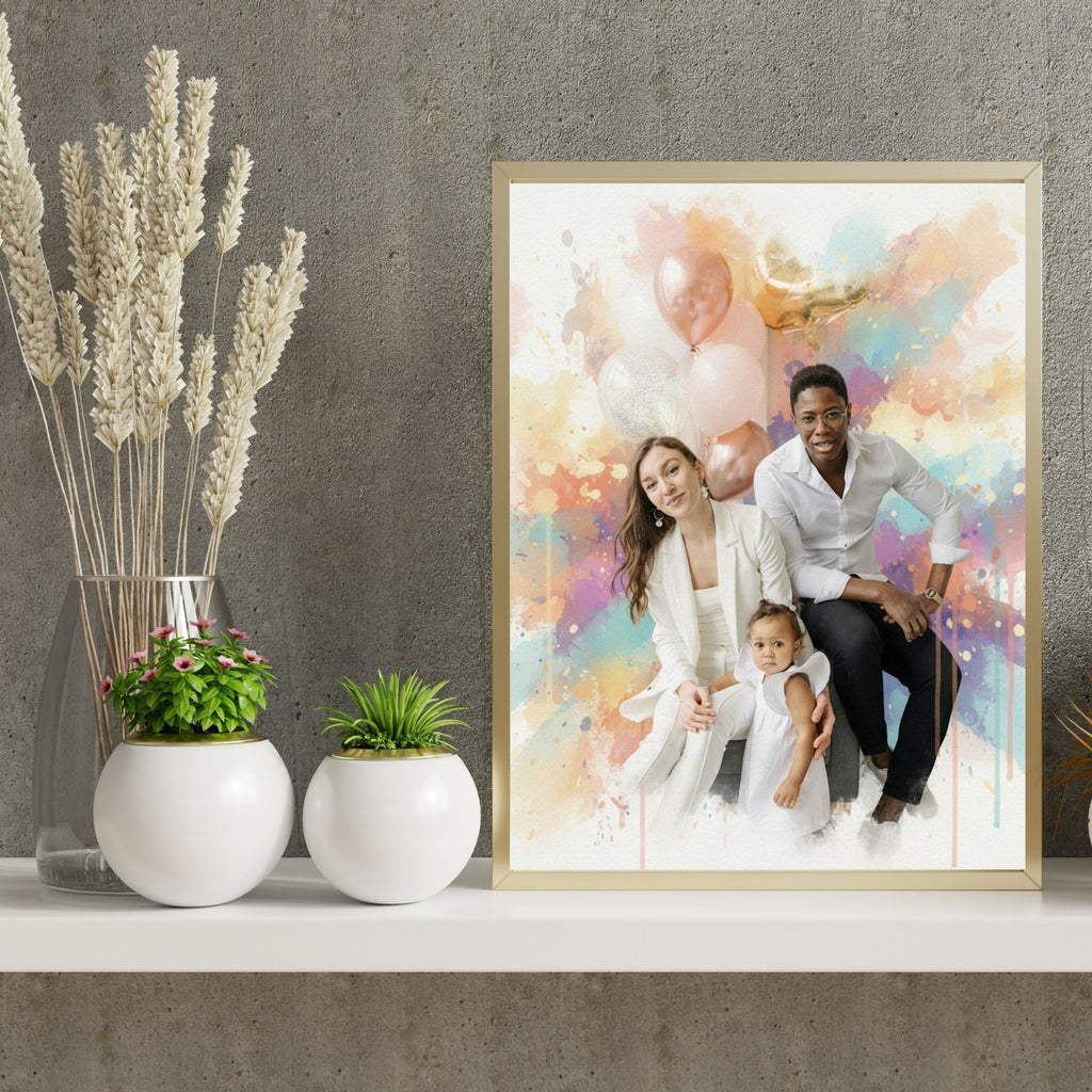 Personalized Couple Watercolor Portrait – Vibrant or Sketch Style Custom Artwork