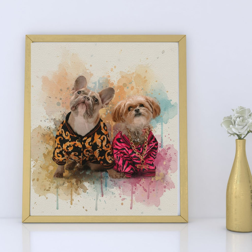 Custom Pet Vibrant Watercolor Sketch – Hand-Edited Digital Paw-trait