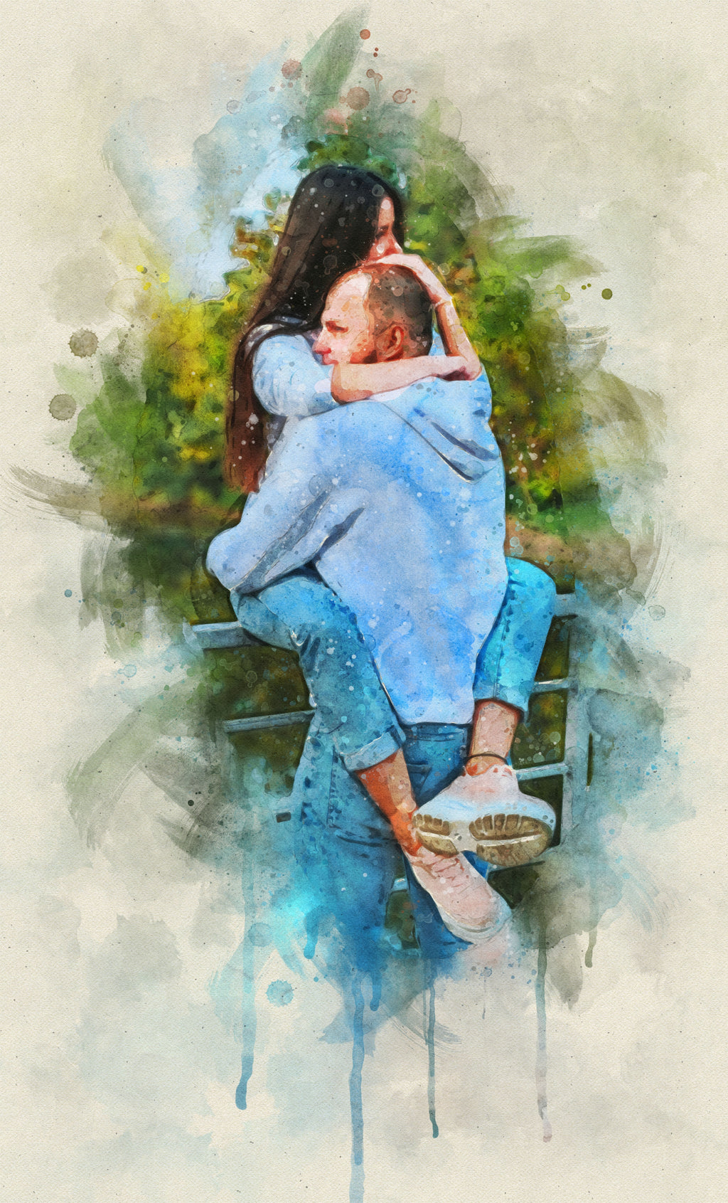 Custom Couple Watercolor Portrait Digital Art