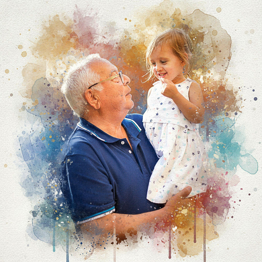 Custom Family Vibrant and Sketch Watercolor – Hand-Refined Digital Legacy Art