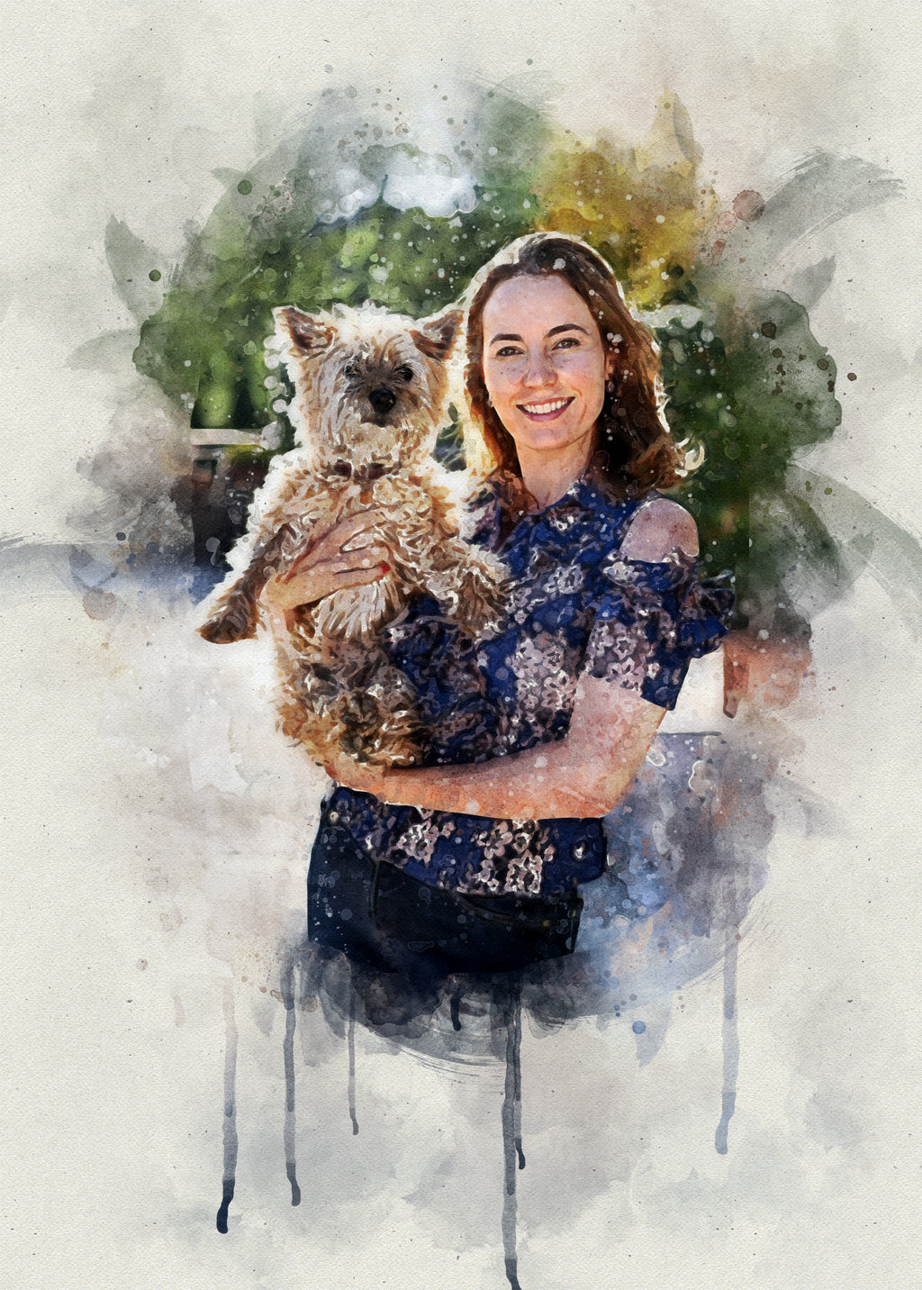 Custom Pet Watercolor Portrait – Personalized Dog & Cat Artwork from Photo, Pet Memorial & Gift