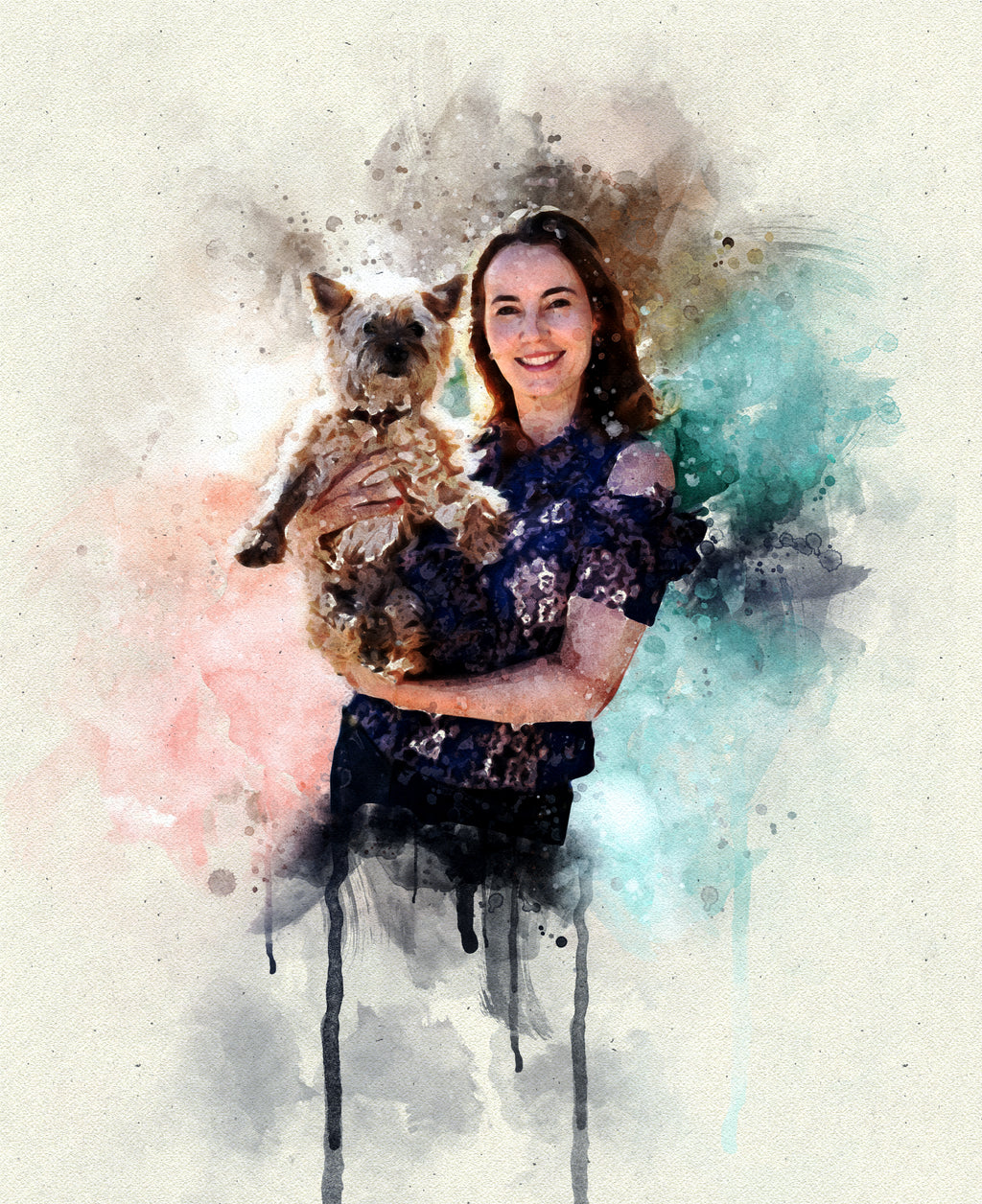 Custom Pet Watercolor Portrait – Personalized Dog & Cat Artwork from Photo, Pet Memorial & Gift