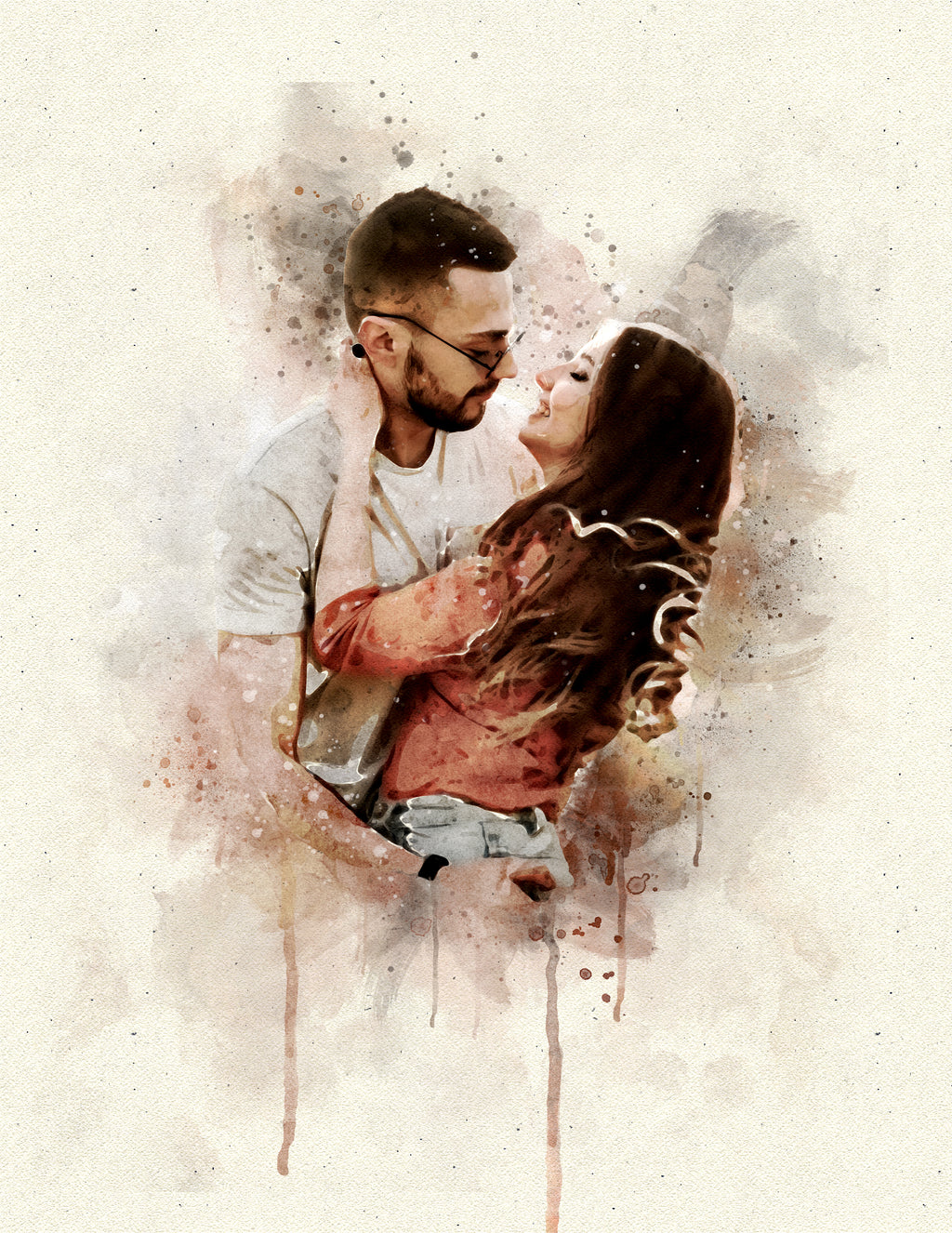 Custom Couple Watercolor Portrait Digital Art