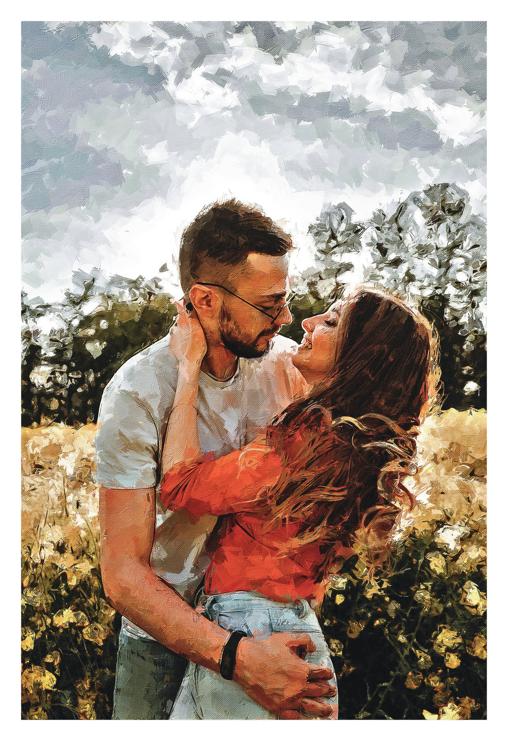 Custom Couple Oil Painting from Photo, Romantic Portrait, Personalized Anniversary Gift