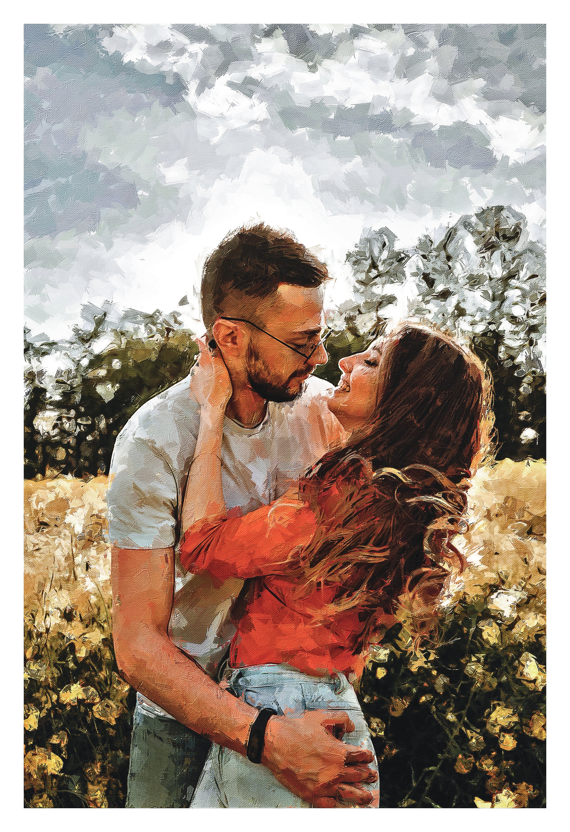 Custom Couple Oil Painting from Photo, Romantic Portrait, Personalized Anniversary Gift