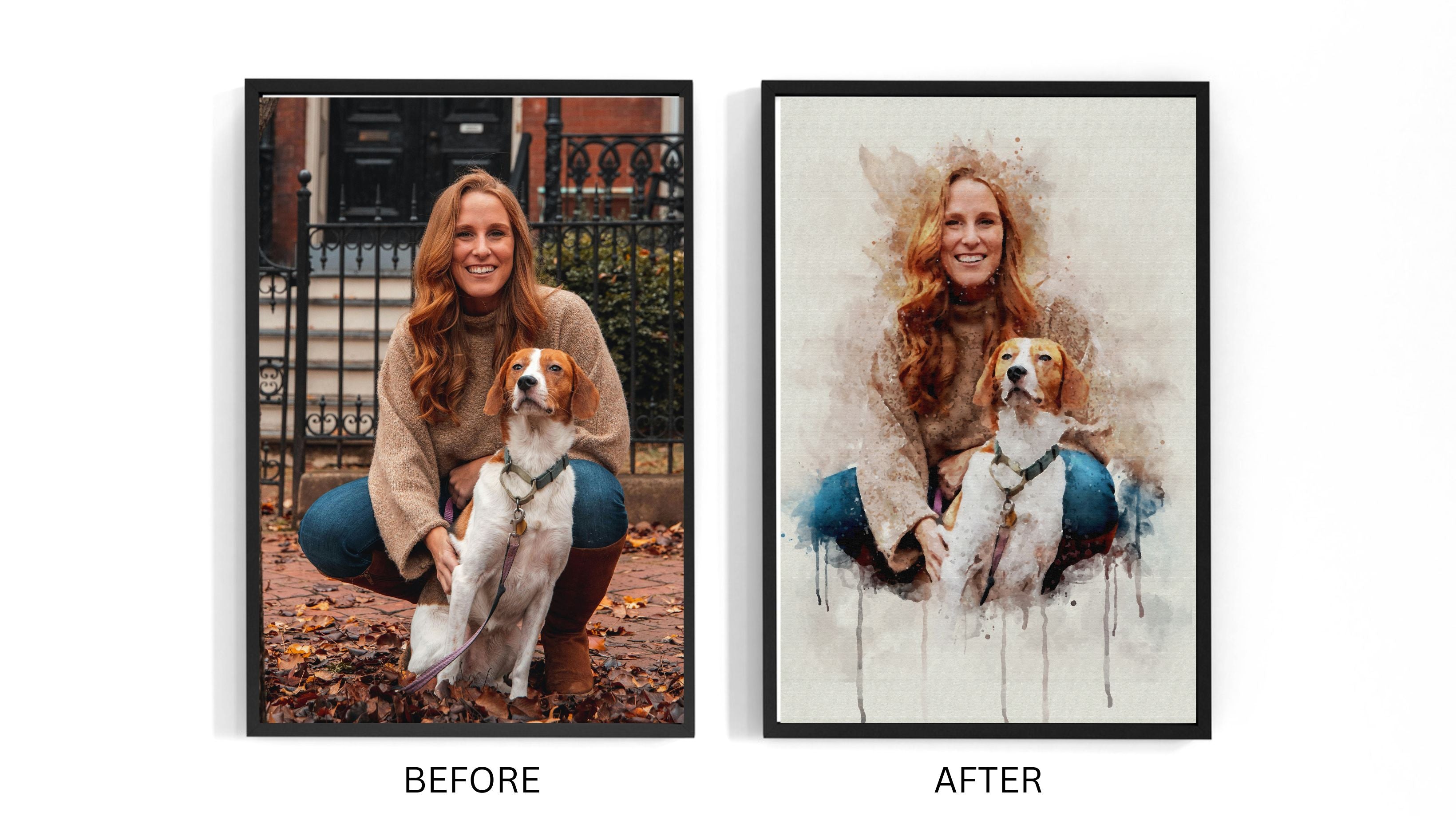 Custom Pet Watercolor Portrait – Personalized Dog & Cat Artwork from Photo, Pet Memorial & Gift