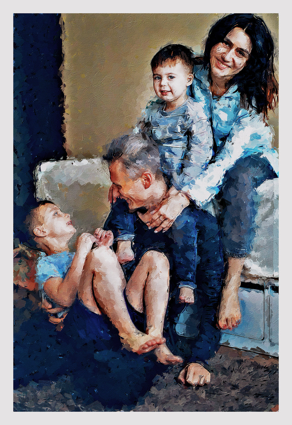 Custom Family Legacy Oil Portrait – Hand-Edited Digital Fine Art