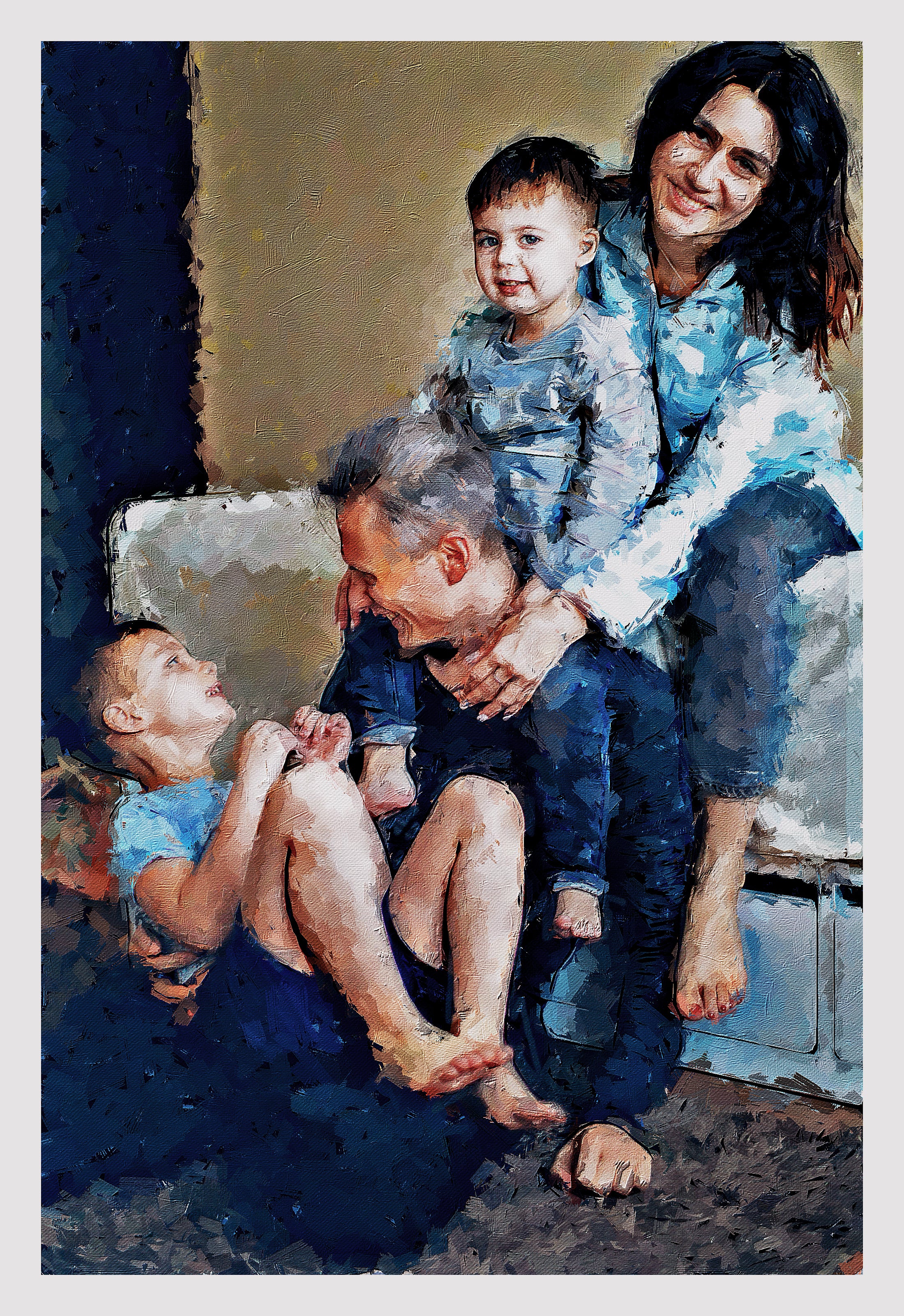Custom Family Legacy Oil Portrait – Hand-Edited Digital Fine Art
