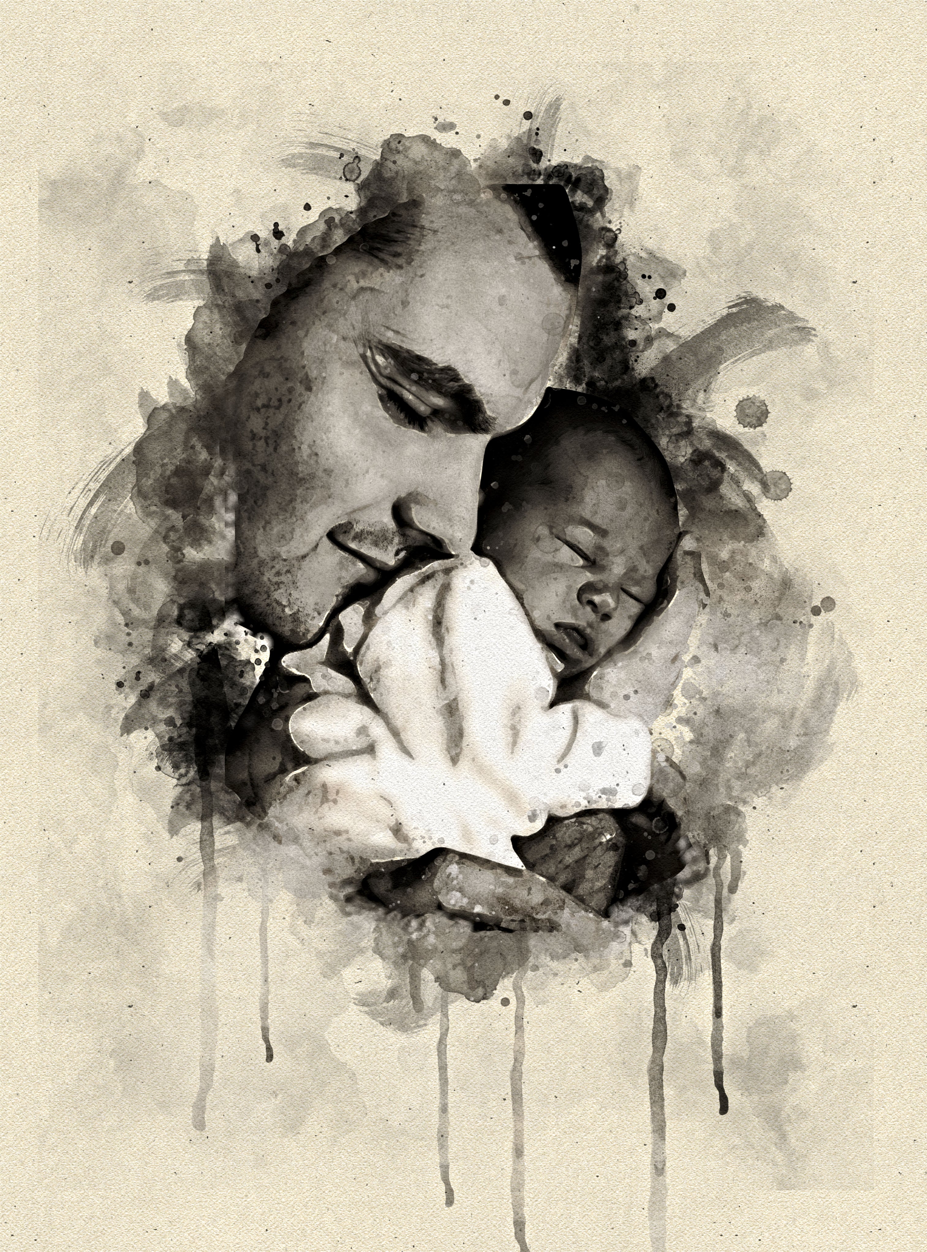 Custom Mother & Baby Watercolor Portrait – Personalized Artwork from Photo, Meaningful Gift for Mom