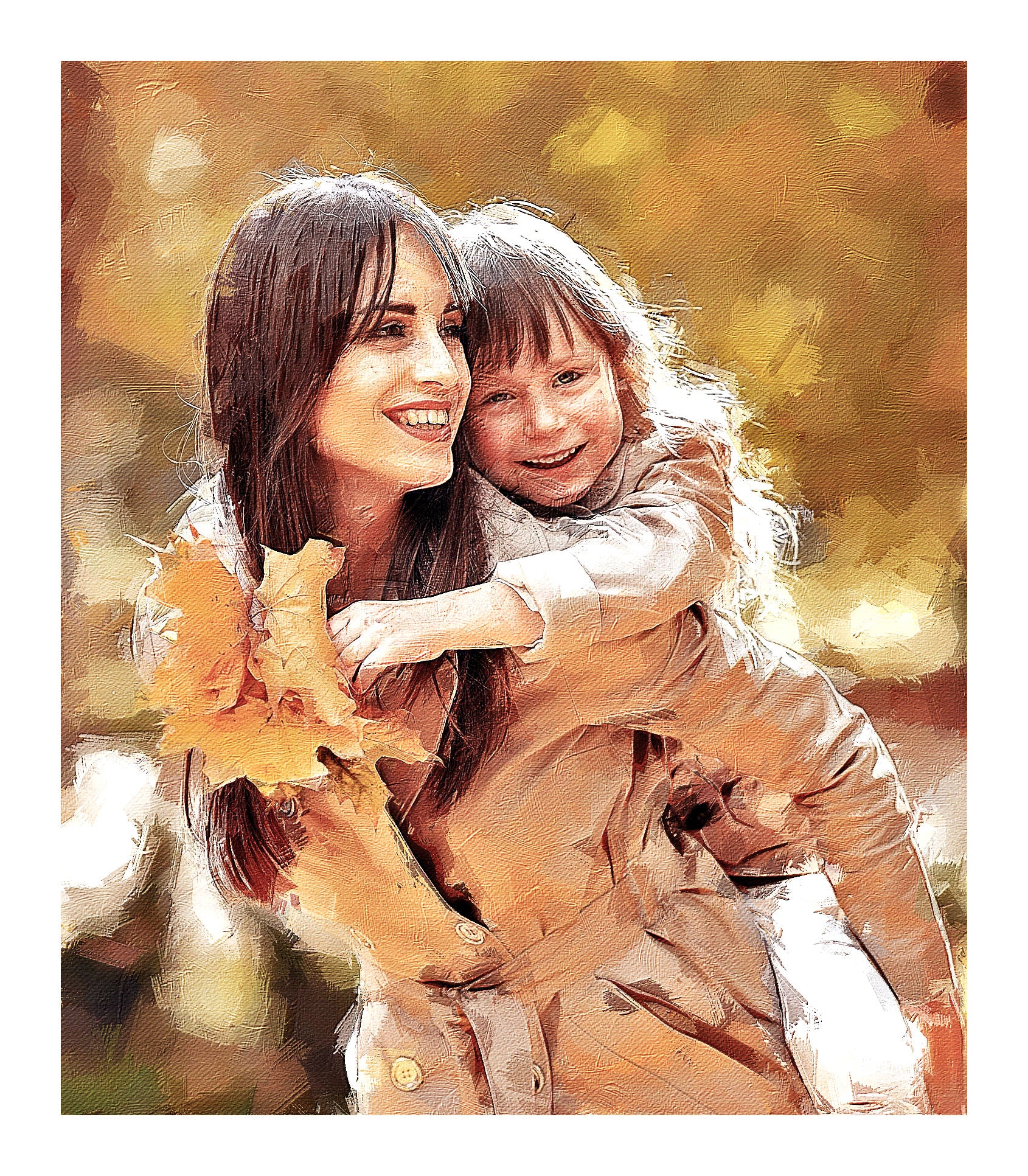 Custom Mother and Baby Oil Painting from Photo, Personalized Mom & Child Portrait, Meaningful Gift for Mom