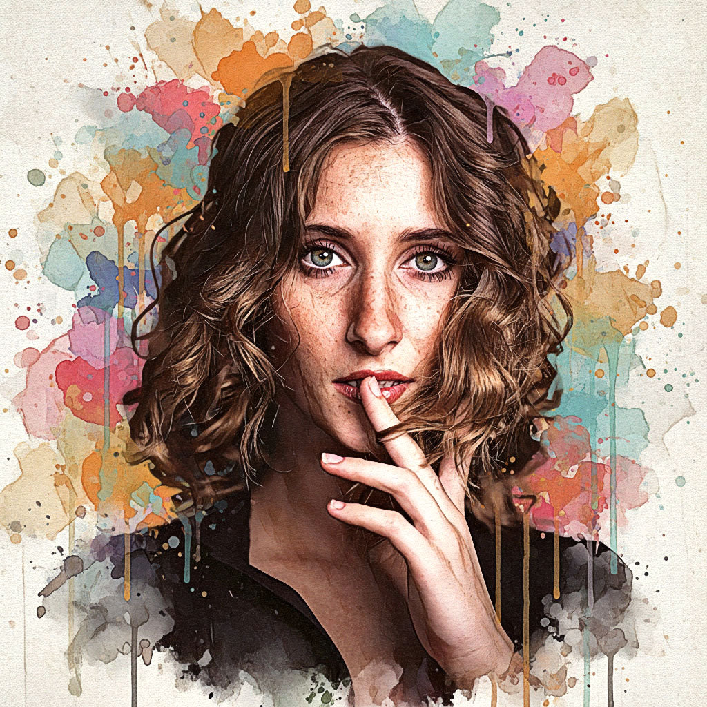 Custom Portrait Vibrant Watercolor Sketch – Hand-Edited Digital Portrait Art