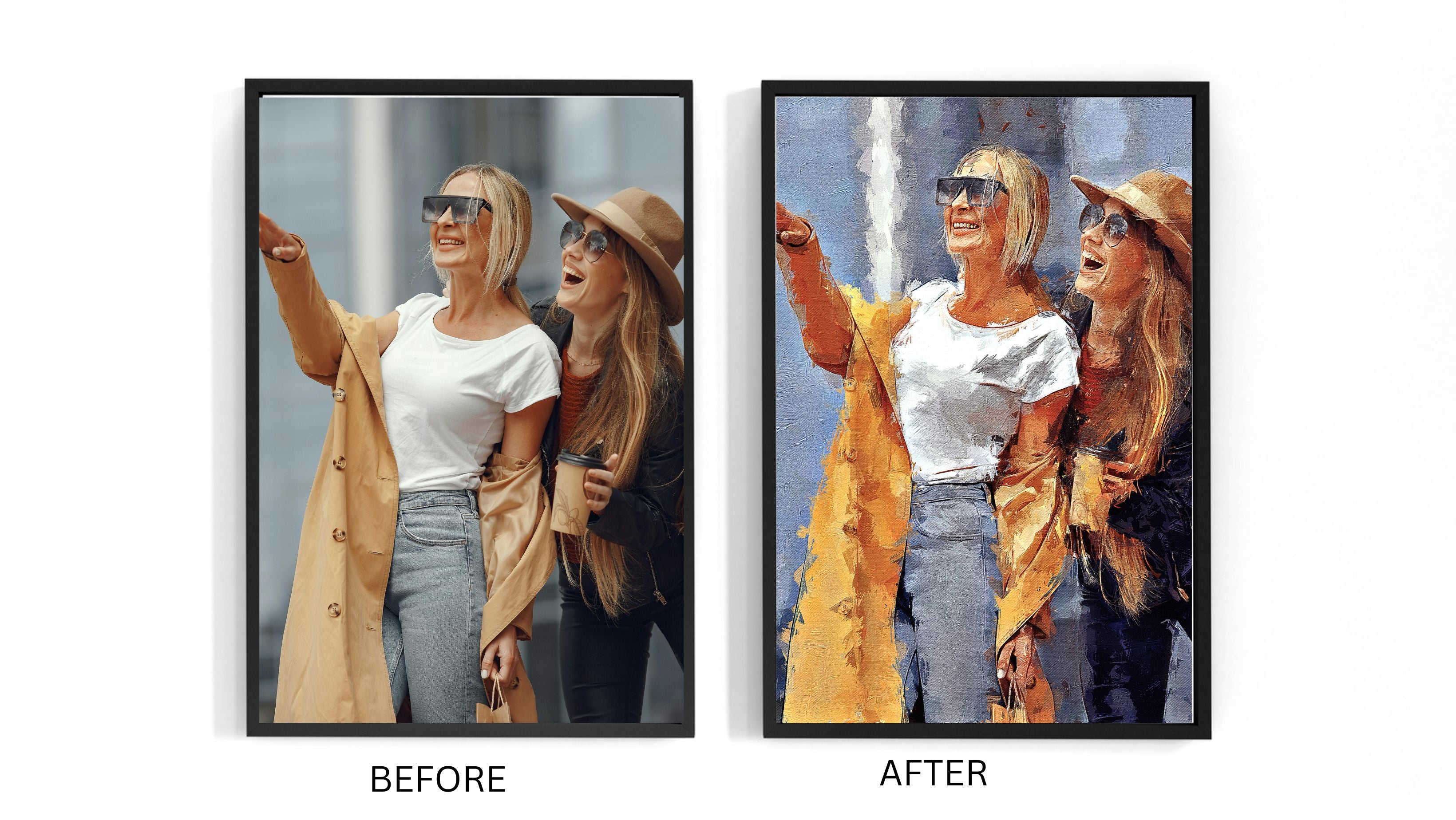 Custom Bestie Oil Portrait – Hand-Edited Digital Art for Best Friends