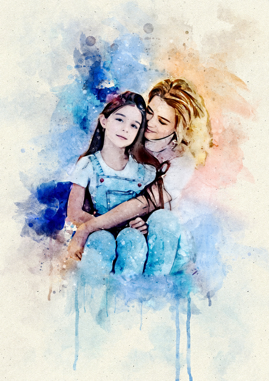 Custom Mother & Baby Watercolor Portrait – Personalized Artwork from Photo, Meaningful Gift for Mom