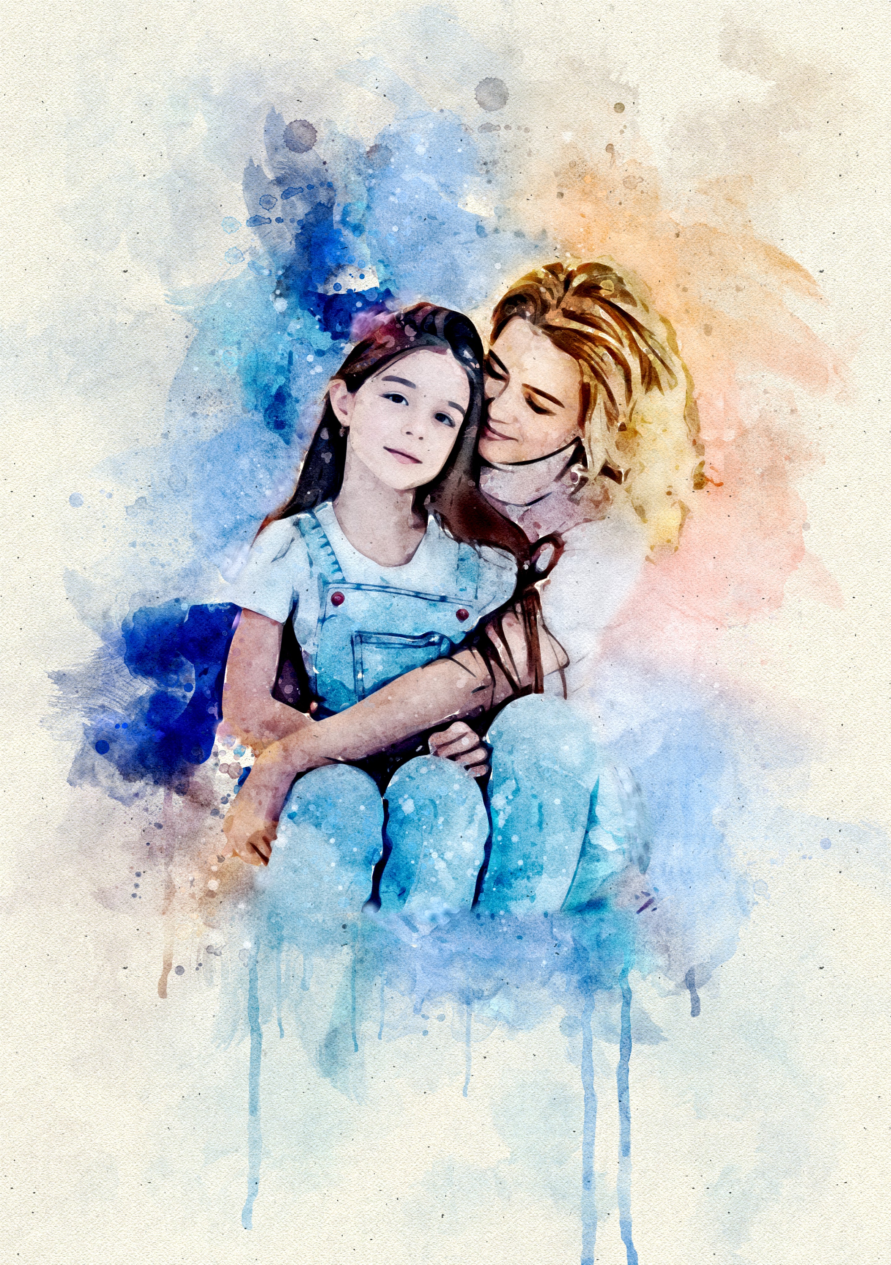 Custom Mother & Baby Watercolor Portrait – Personalized Artwork from Photo, Meaningful Gift for Mom