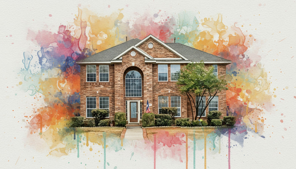 Custom Home Vibrant Watercolor Sketch - Unique Homeowner Gift