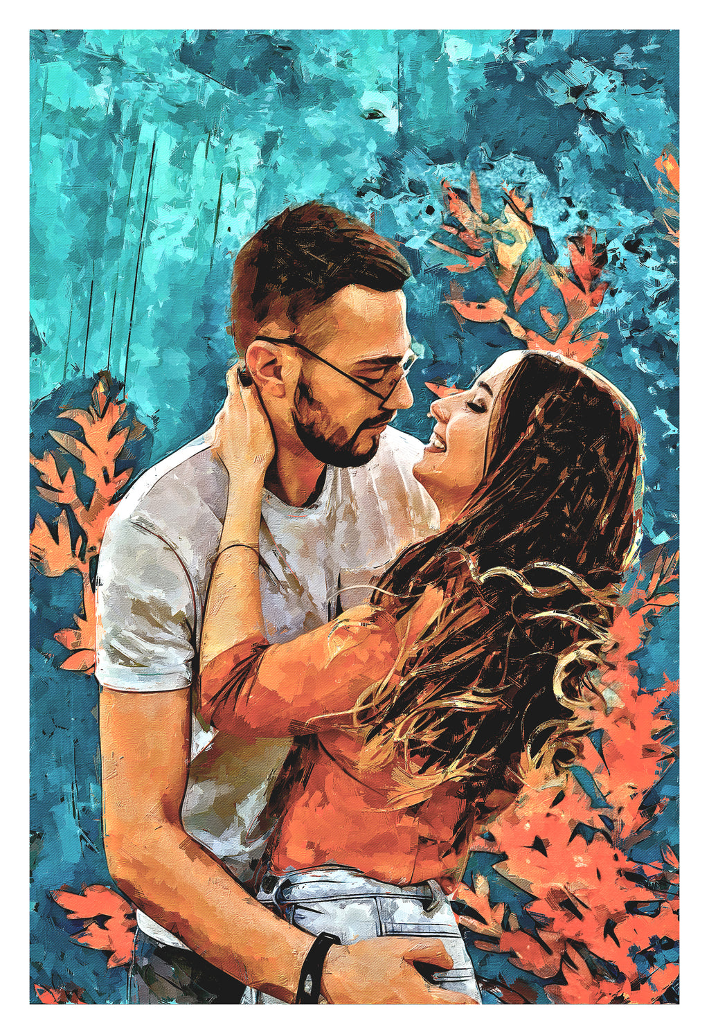 Custom Couple Oil Painting from Photo, Romantic Portrait, Personalized Anniversary Gift
