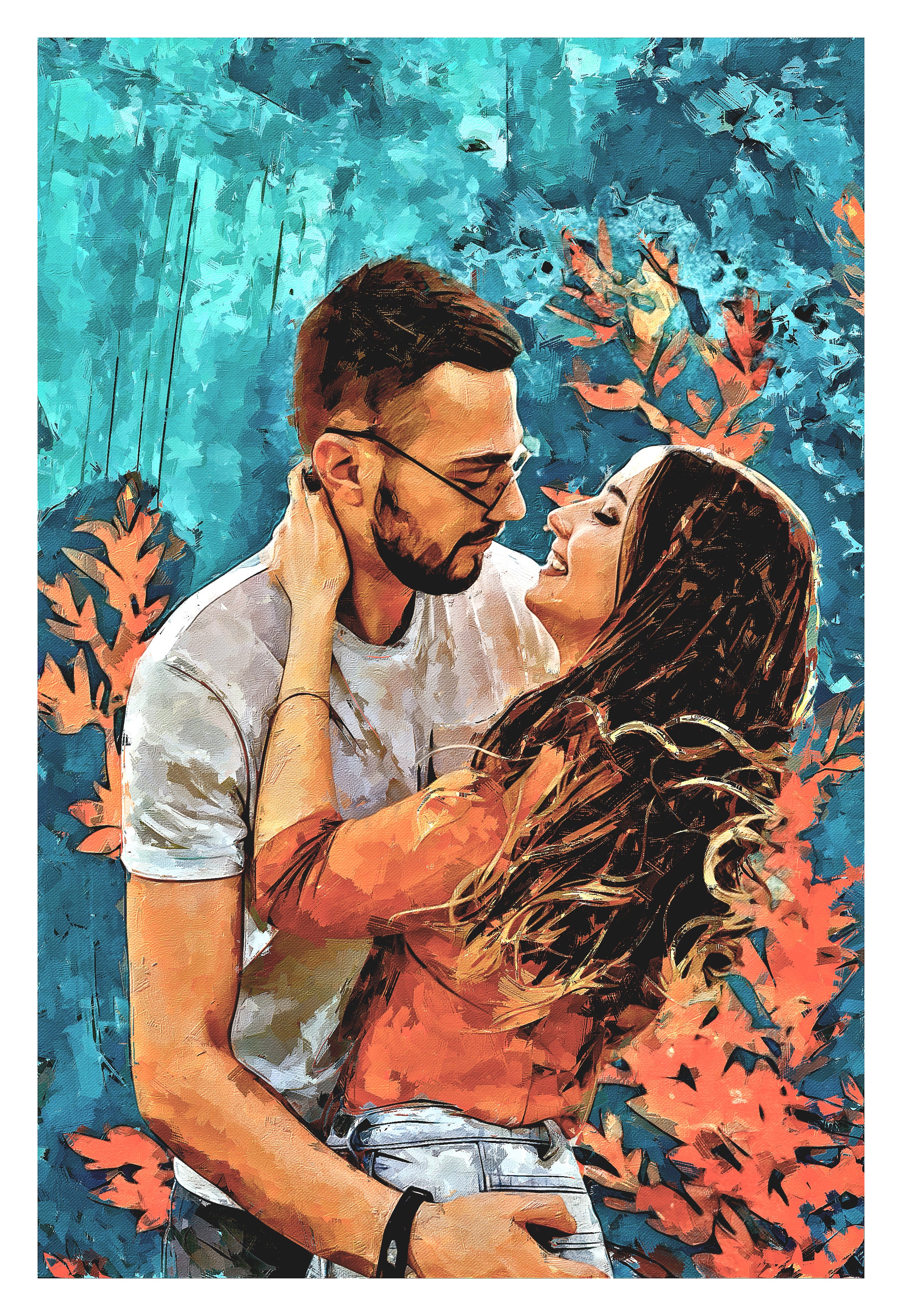 Custom Couple Oil Painting from Photo, Romantic Portrait, Personalized Anniversary Gift