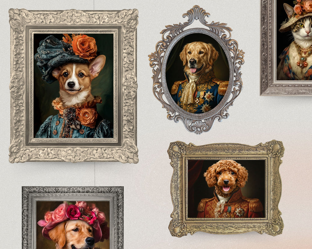 Custom Royal Pet Portrait, Renaissance Dog Painting, Pet Lovers Gift, Royal Portrait, Pet Portrait gift, Wall Art