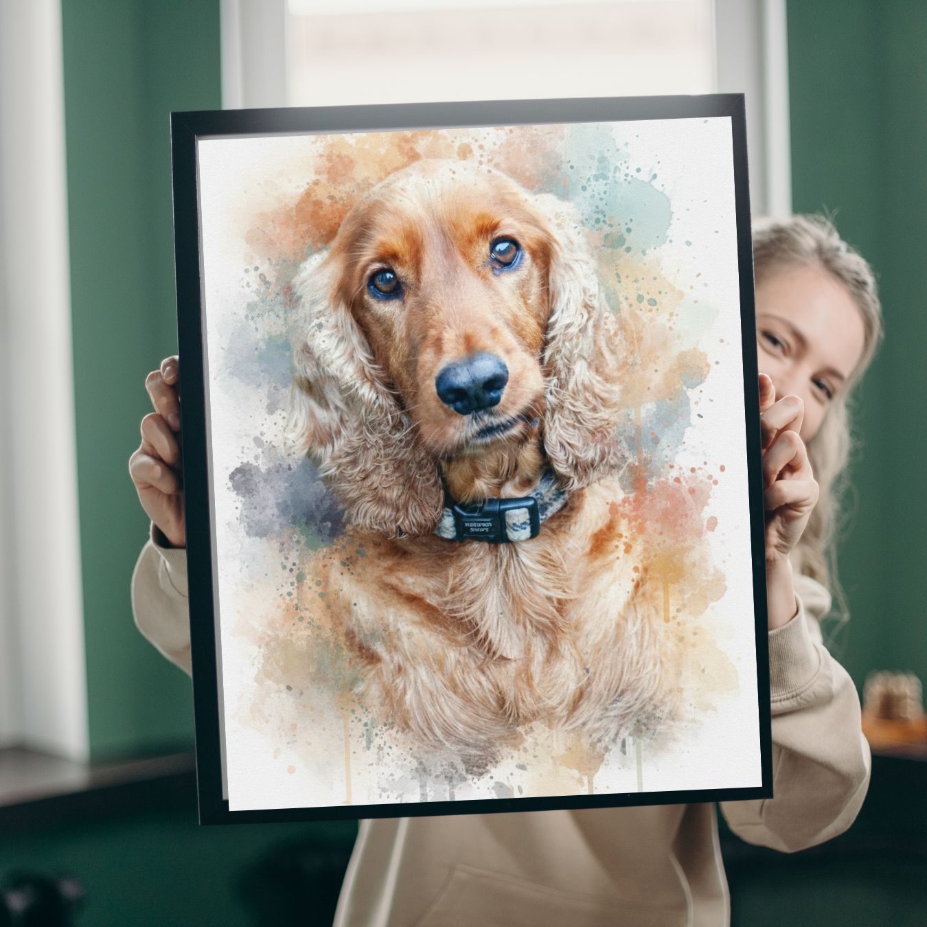 Custom Pet Vibrant Watercolor Sketch – Hand-Edited Digital Paw-trait