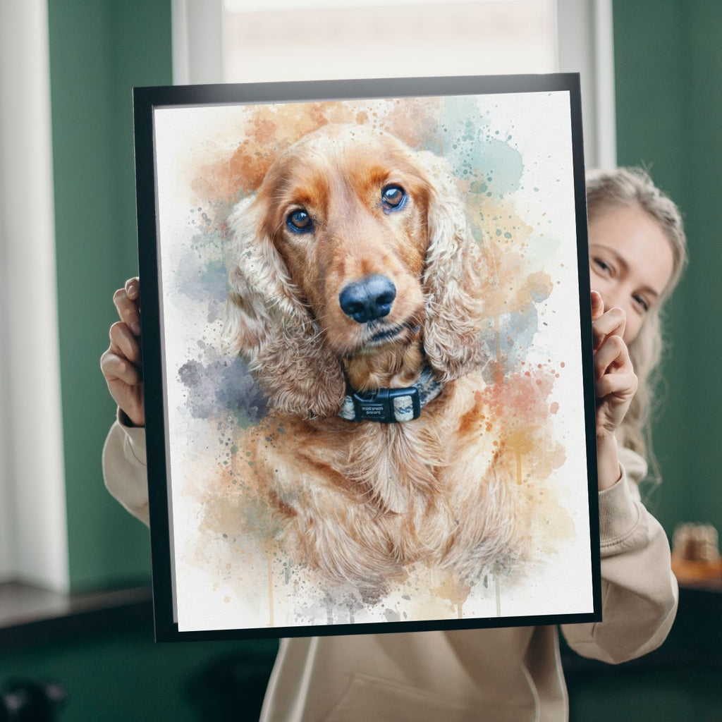 Custom Pet Vibrant Watercolor Sketch – Hand-Edited Digital Paw-trait
