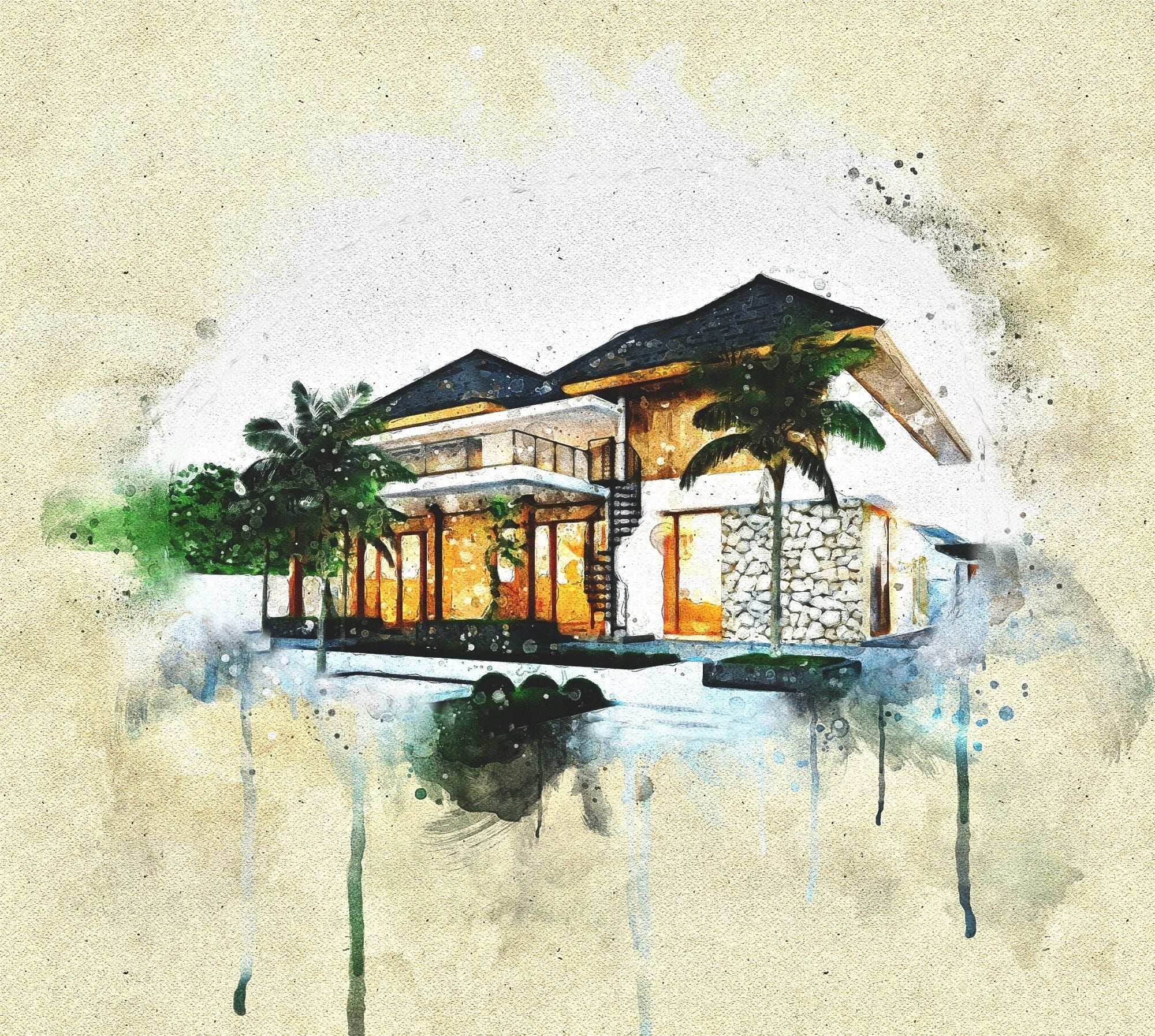 Watercolor House Portrait – Custom Home Painting from Your Photo