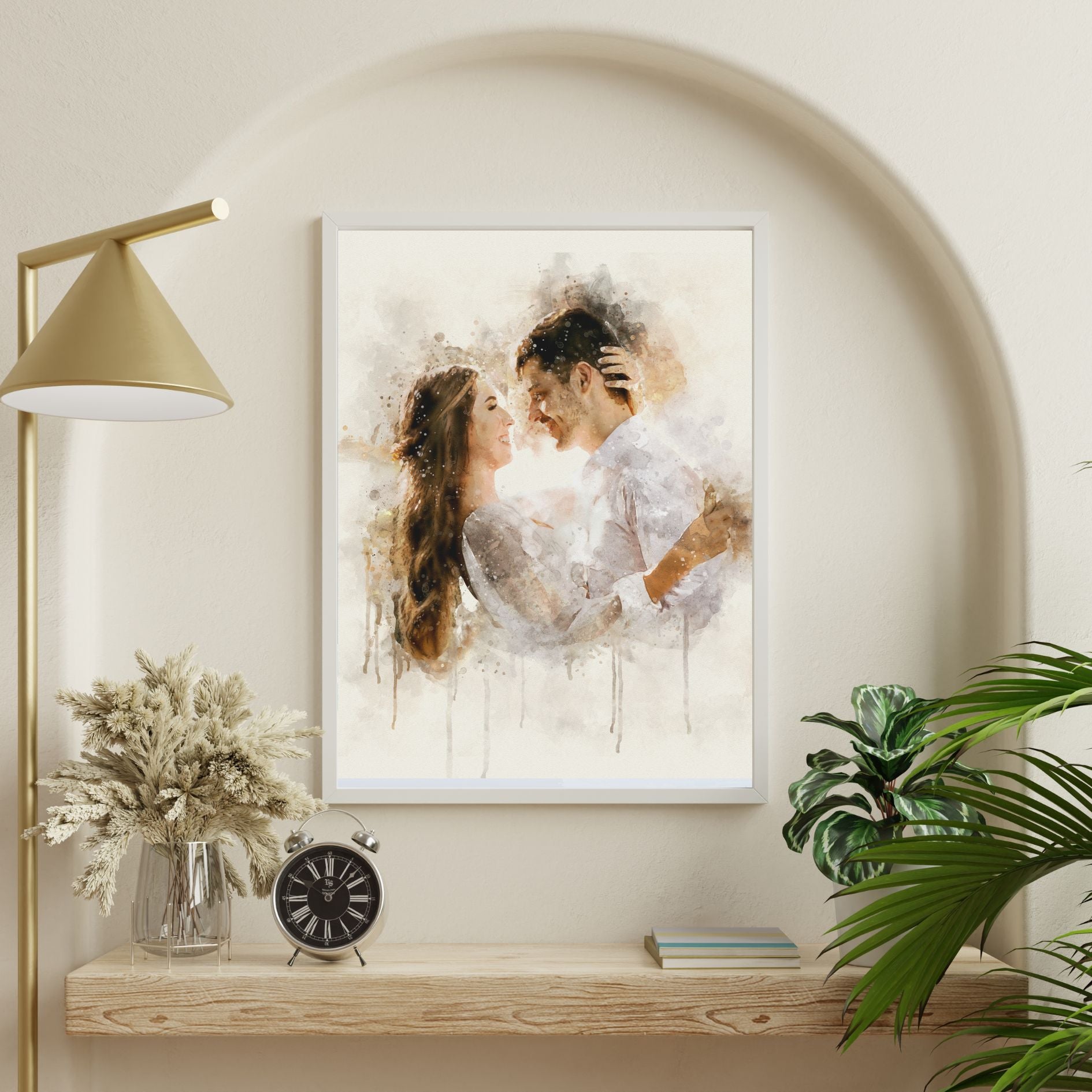 Custom Wedding Watercolor Portrait Digital Art