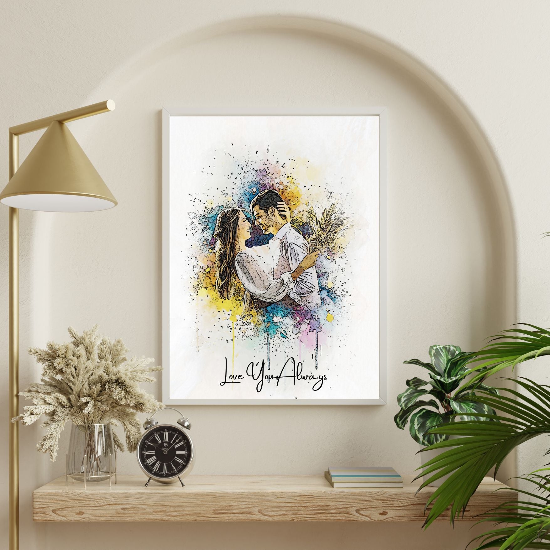Custom Wedding Vibrant Watercolor Sketch – Hand-Edited Digital Bridal Art