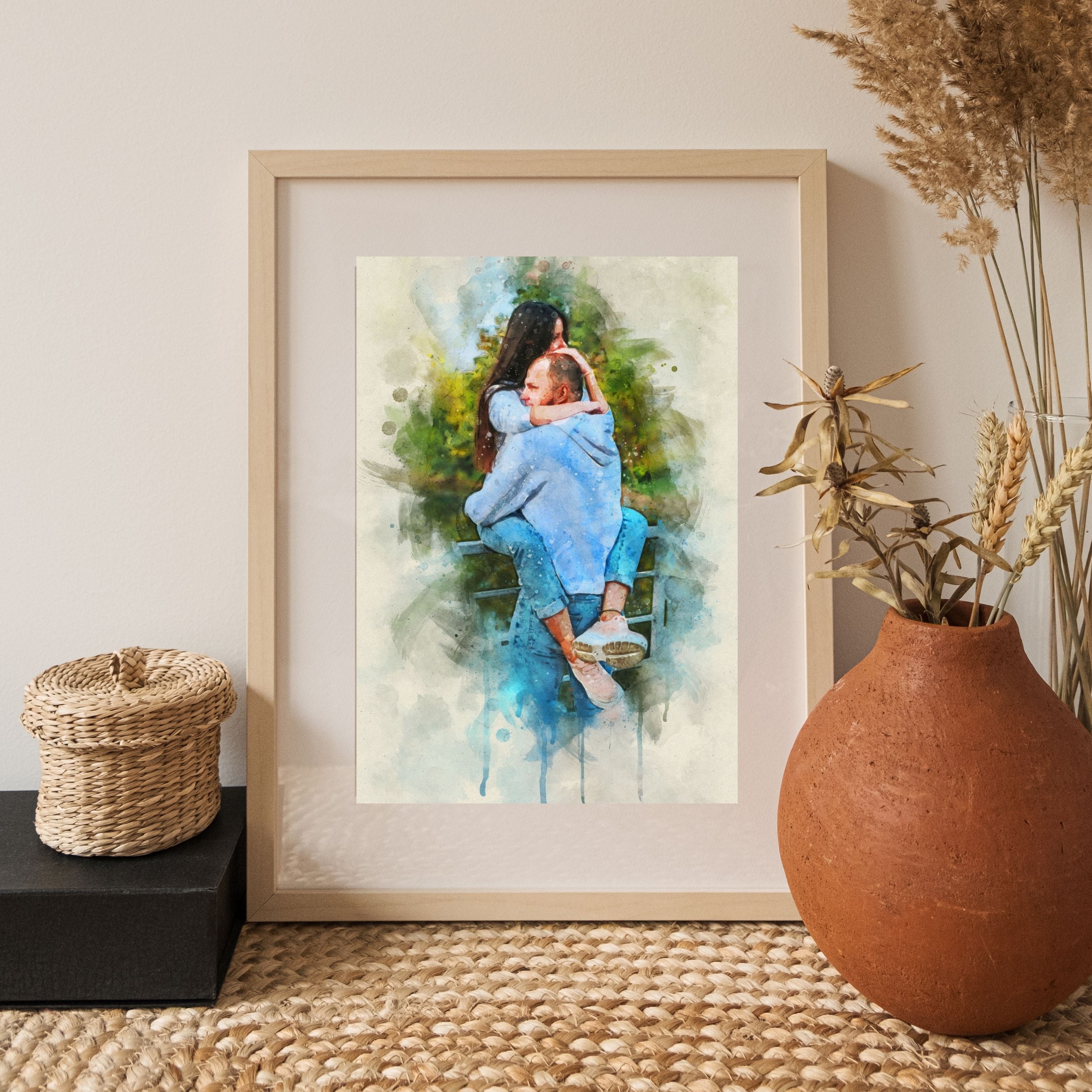 Custom Couple Watercolor Portrait Digital Art