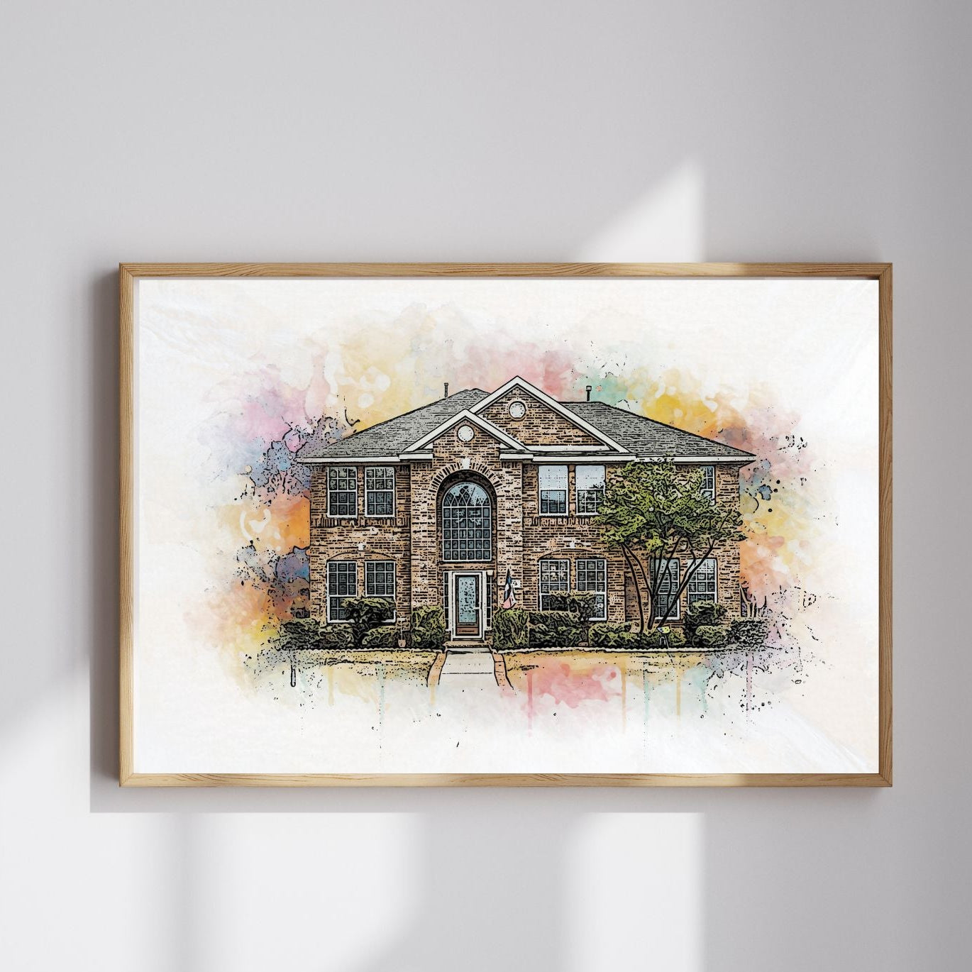 Custom Home Vibrant Watercolor Sketch - Unique Homeowner Gift