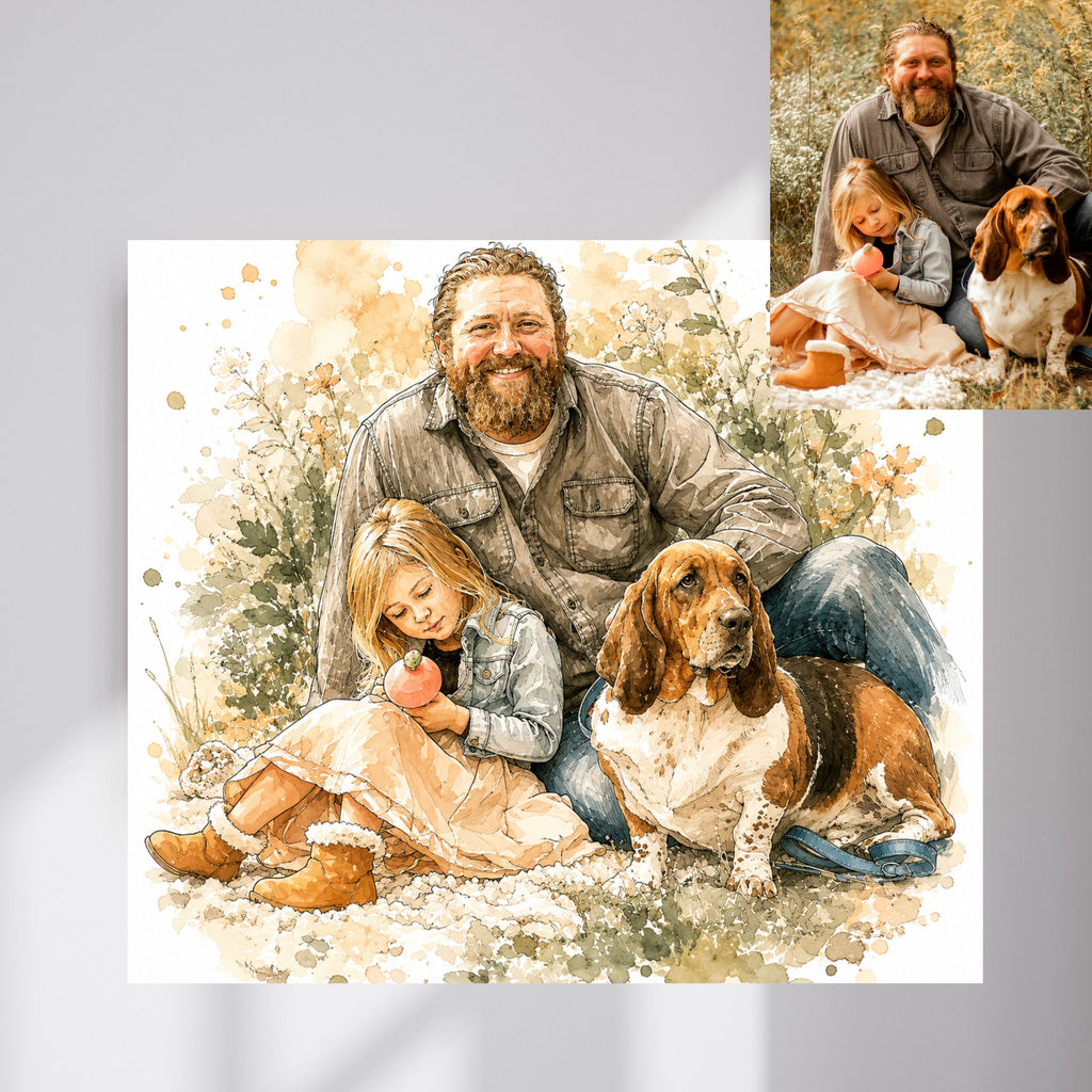 Custom Ink Watercolor Portrait