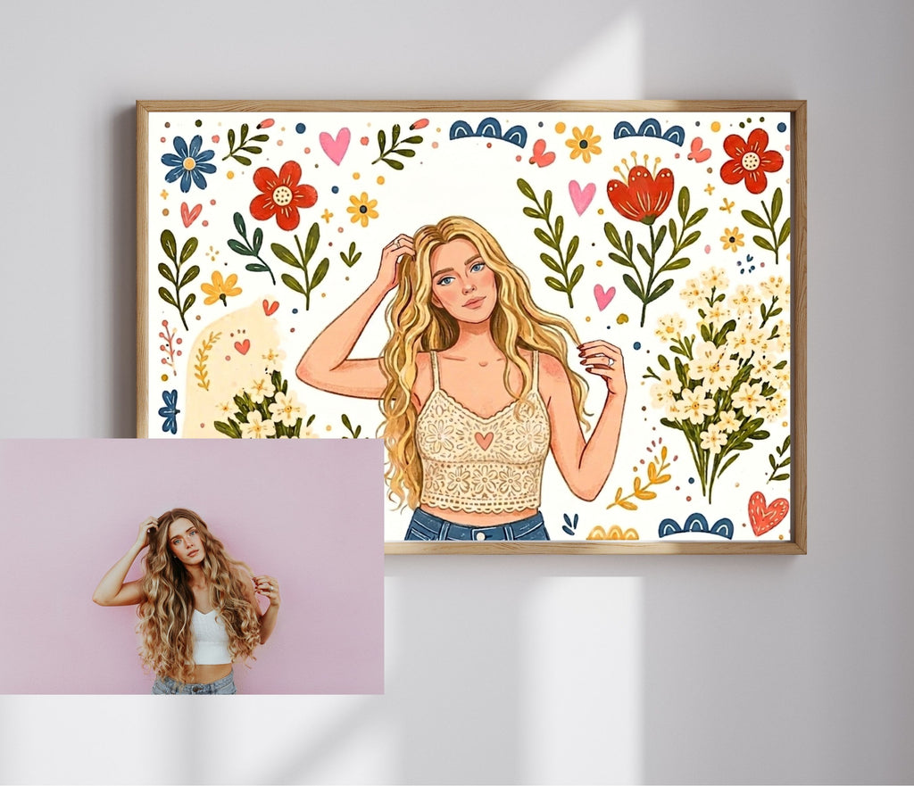 Whimsical Floral Portrait