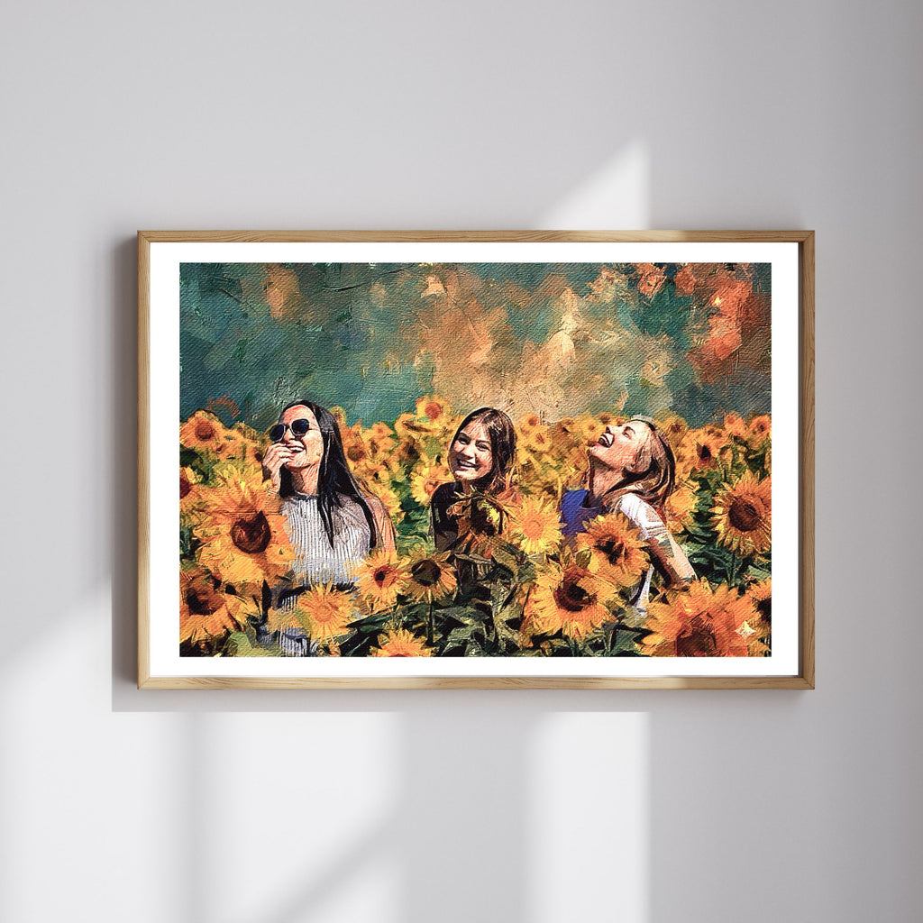 Custom Bestie Oil Portrait – Hand-Edited Digital Art for Best Friends