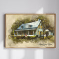 Custom House Premium Canvas Watercolor – Hand-Refined Digital Home Art