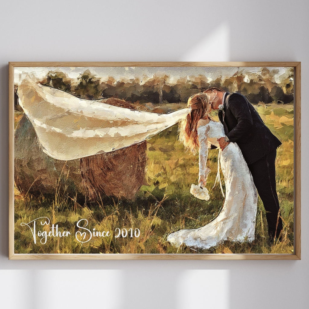 Wedding Oil Painting Portrait – Custom Bride & Groom Artwork