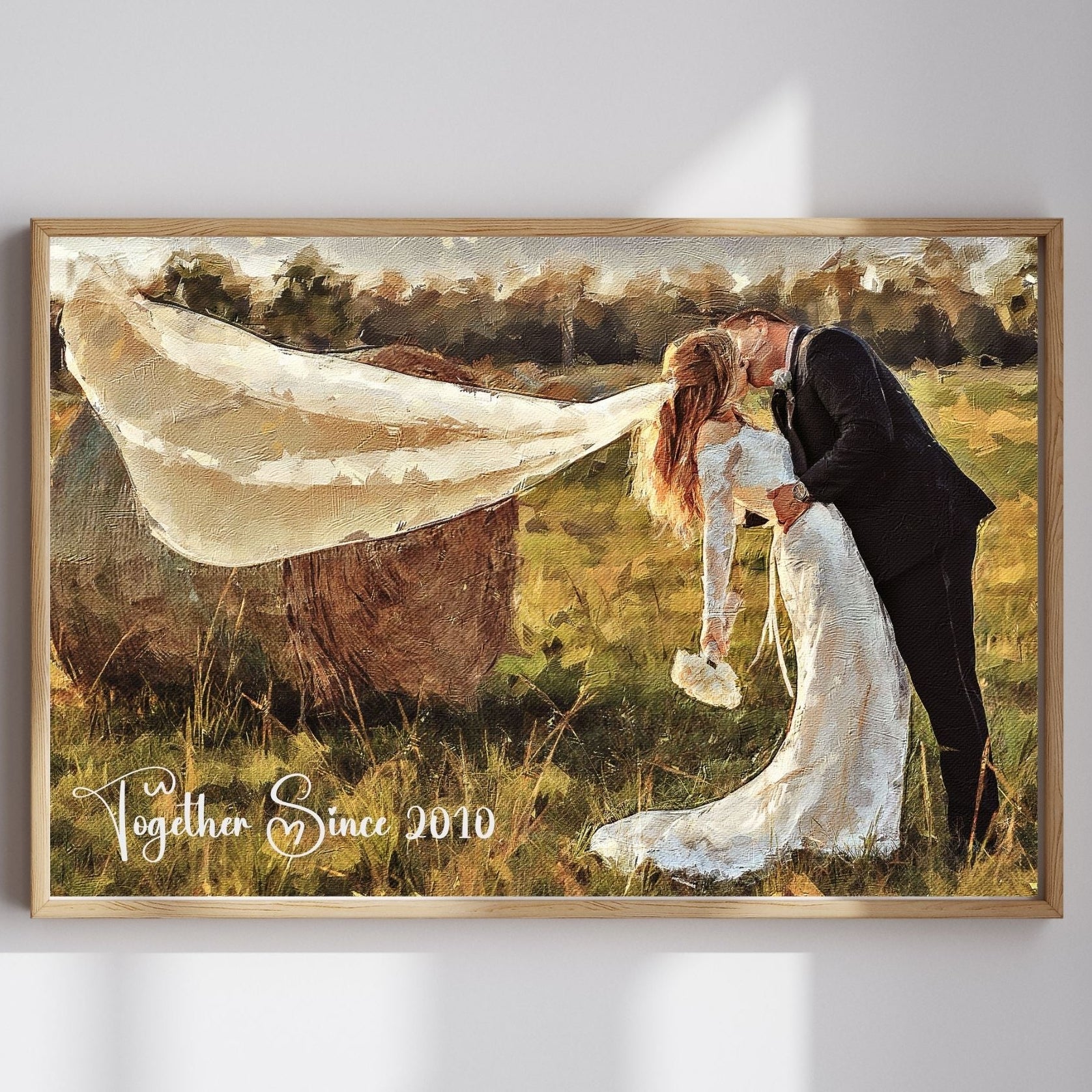 Wedding Oil Painting Portrait – Custom Bride & Groom Artwork