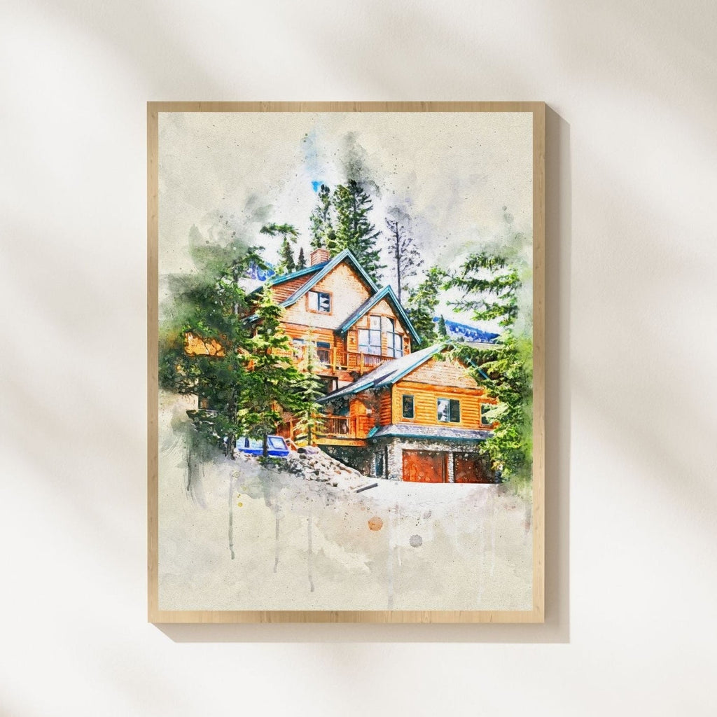 Watercolor House Portrait – Custom Home Painting from Your Photo