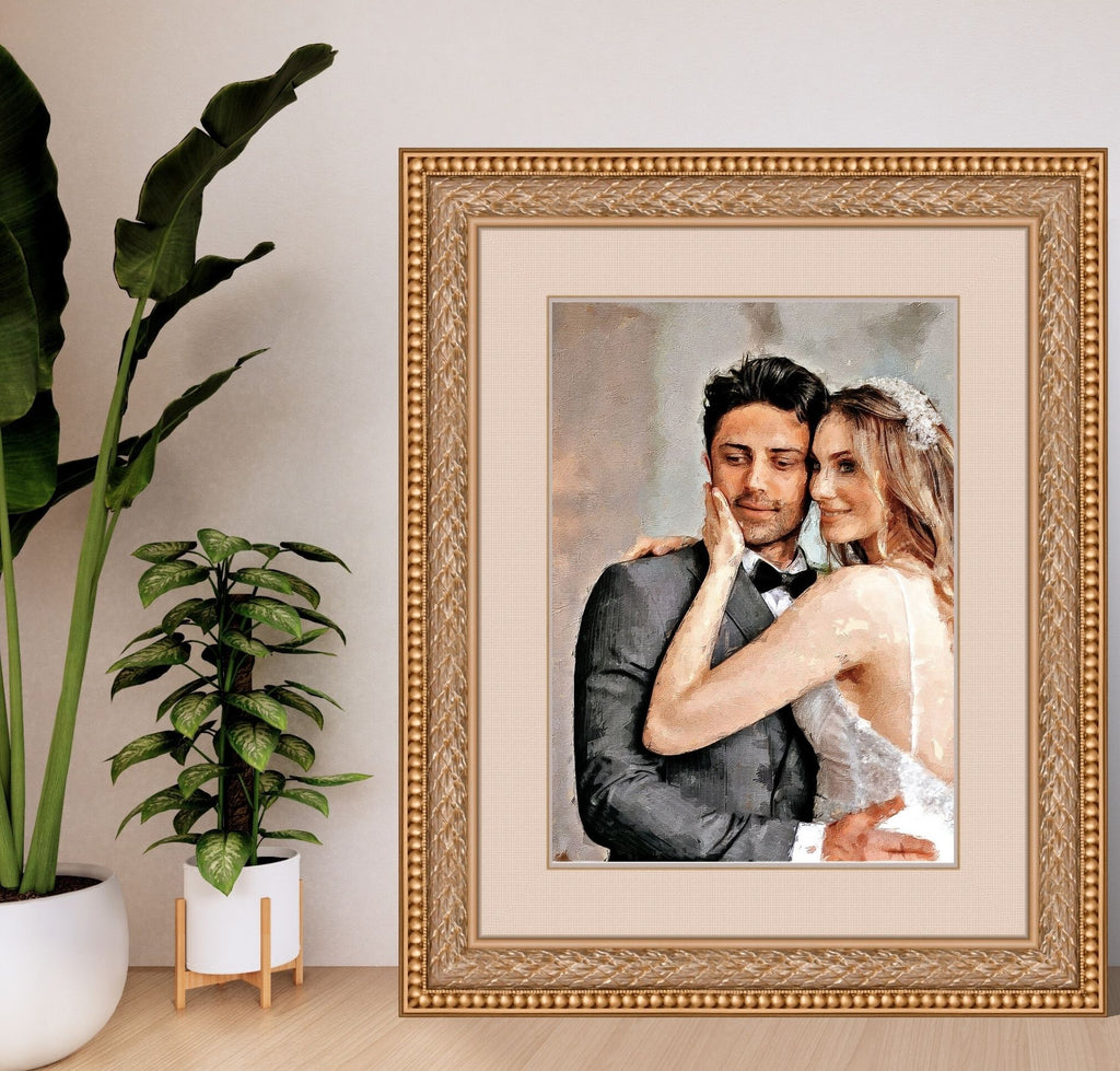 Wedding Oil Painting Portrait – Custom Bride & Groom Artwork