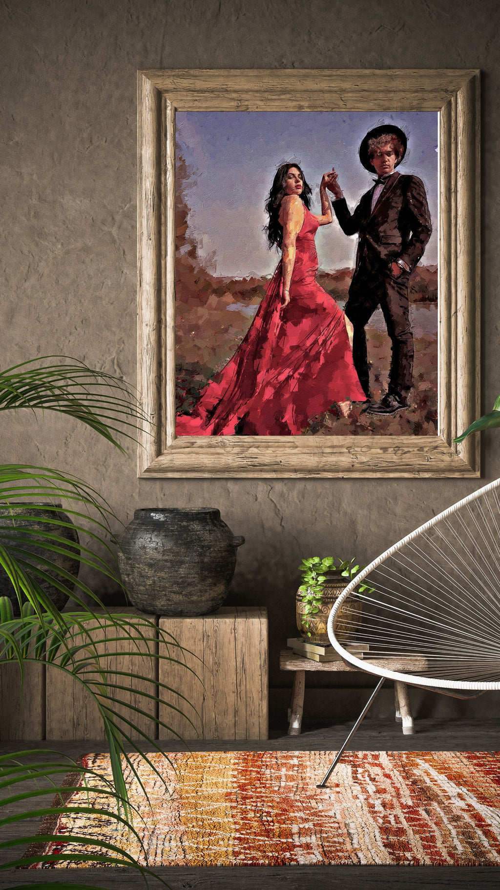 Custom Couple Oil Painting from Photo, Romantic Portrait, Personalized Anniversary Gift