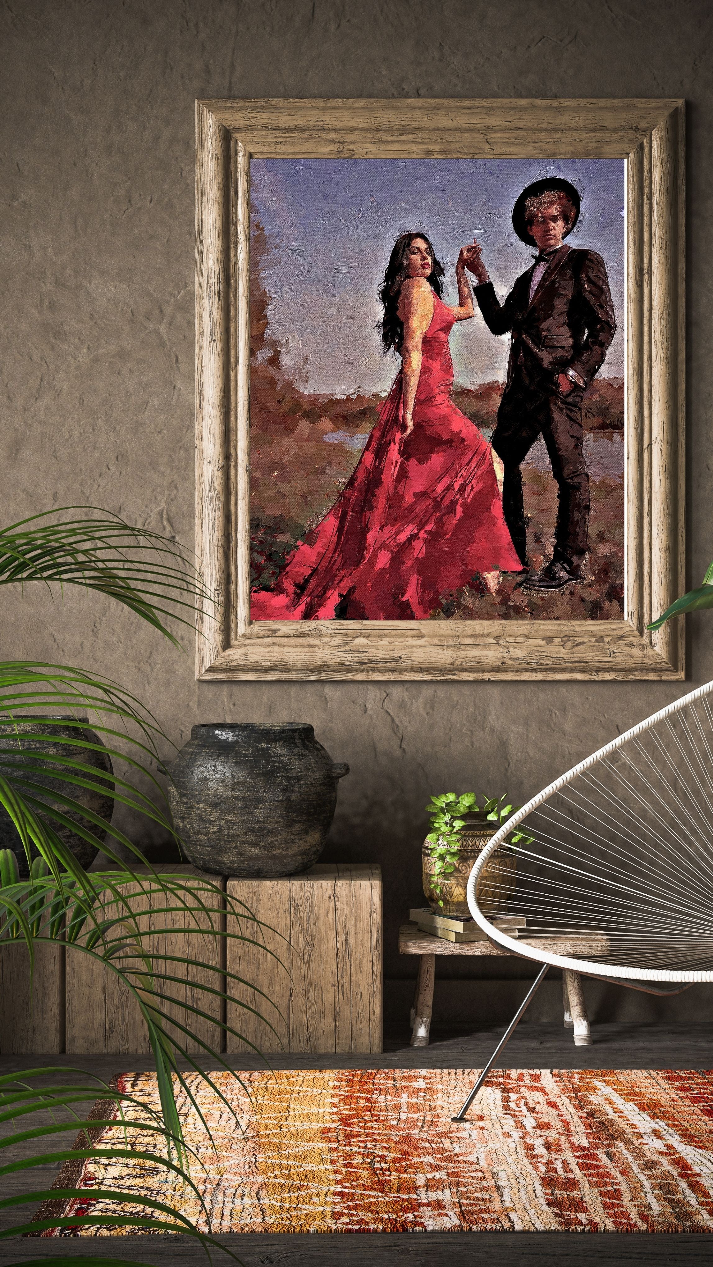 Custom Couple Oil Painting from Photo, Romantic Portrait, Personalized Anniversary Gift