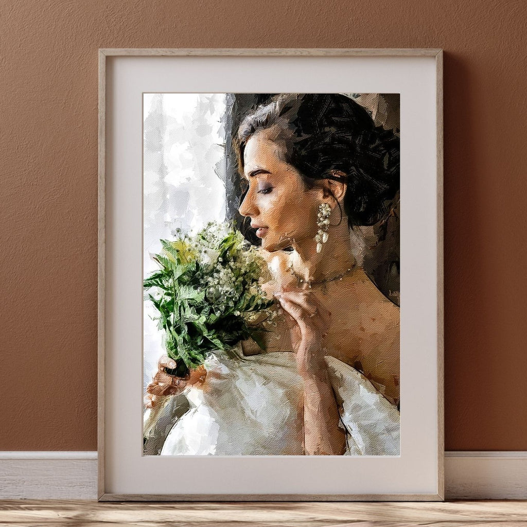 Wedding Oil Painting Portrait – Custom Bride & Groom Artwork