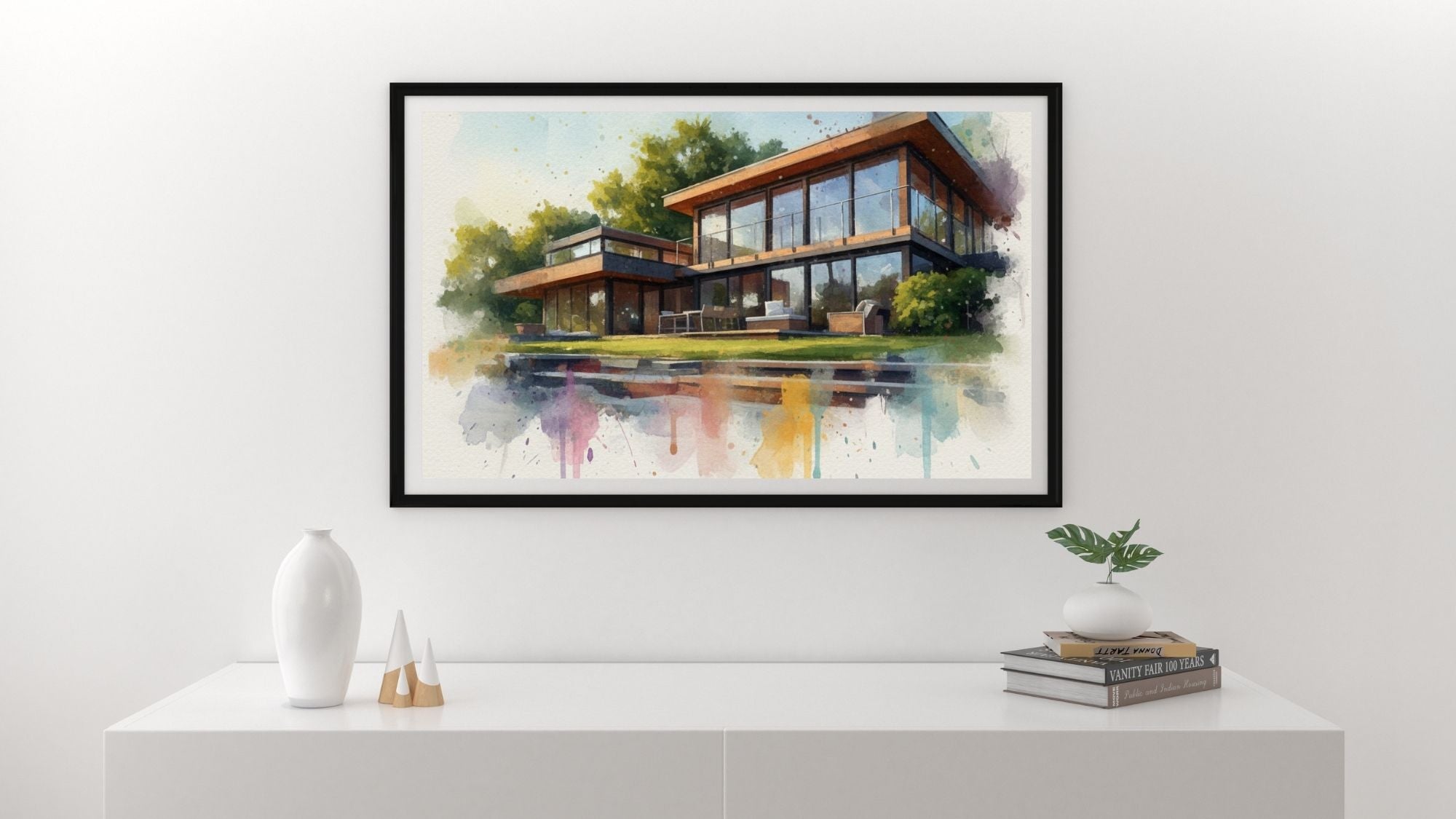 Custom Home Vibrant Watercolor Sketch - Unique Homeowner Gift