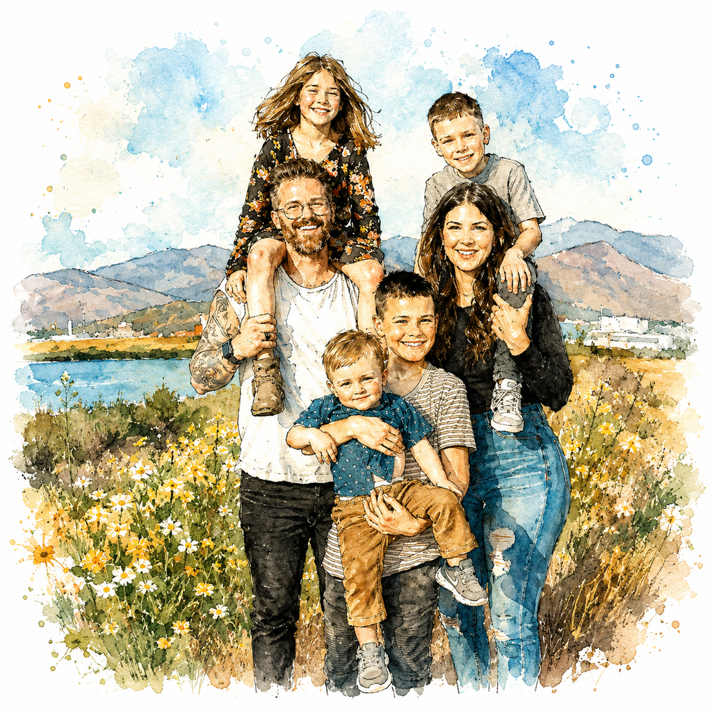 Custom Ink Watercolor Portrait