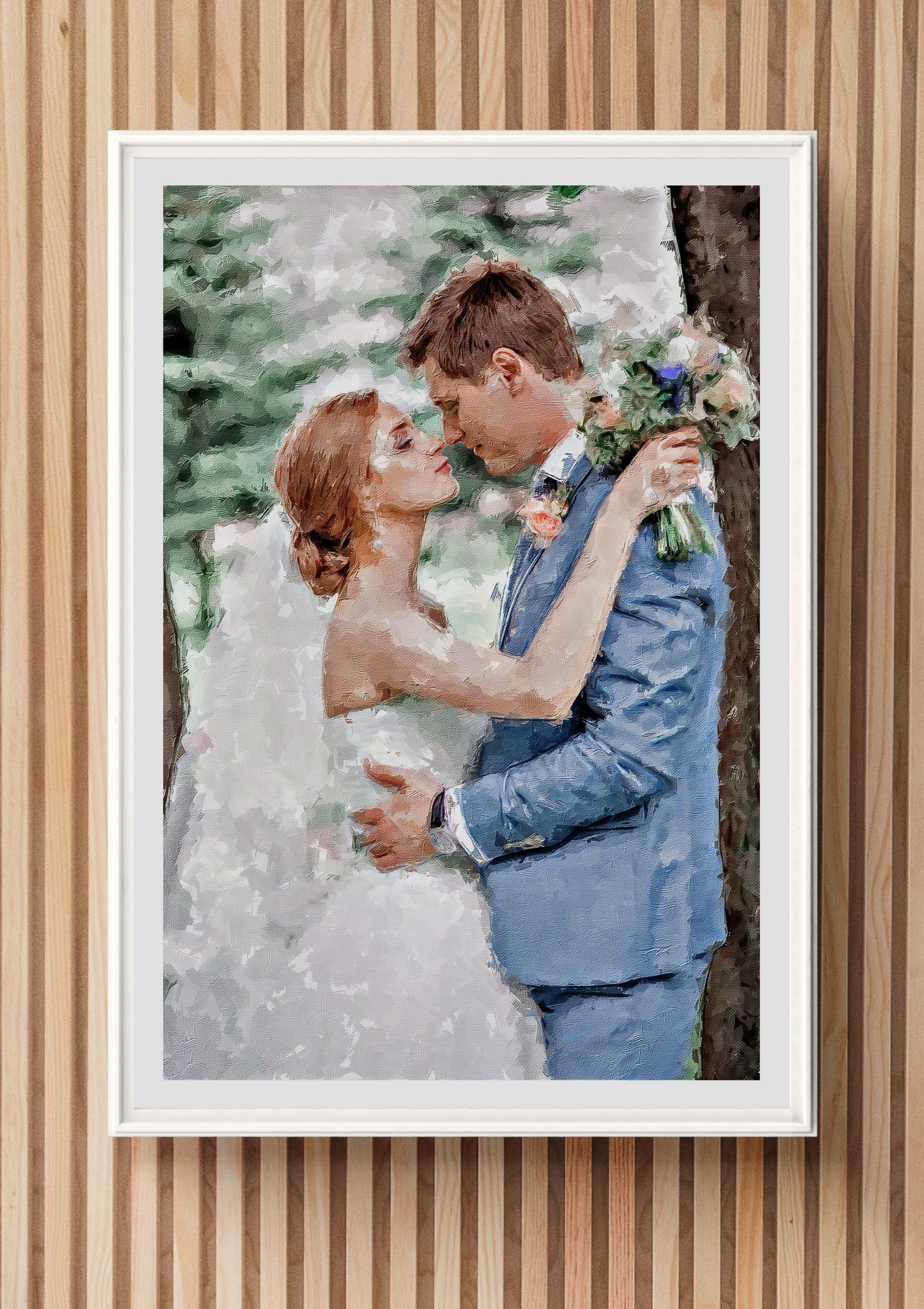 Wedding Oil Painting Portrait – Custom Bride & Groom Artwork