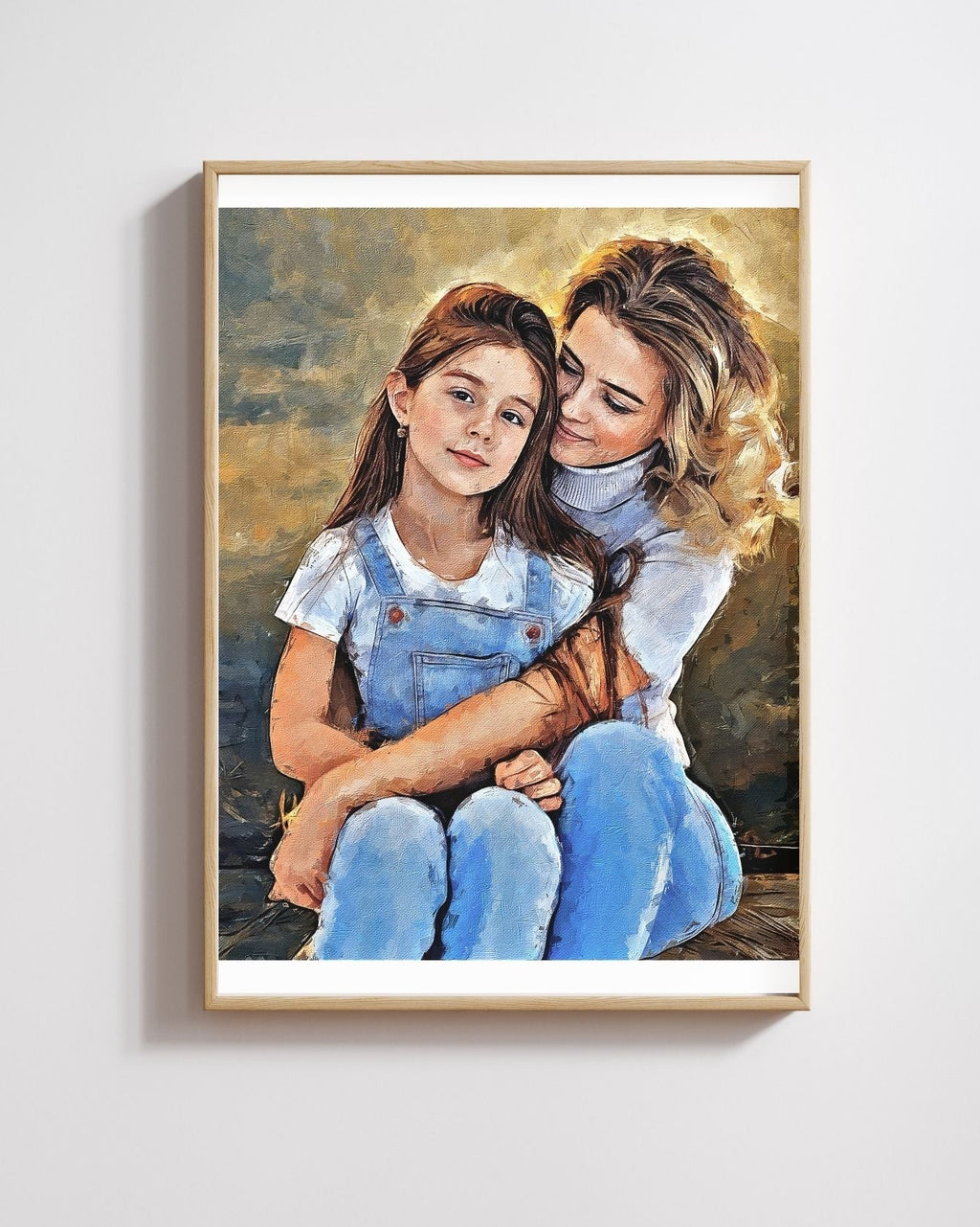 Custom Mother and Baby Oil Painting from Photo, Personalized Mom & Child Portrait, Meaningful Gift for Mom