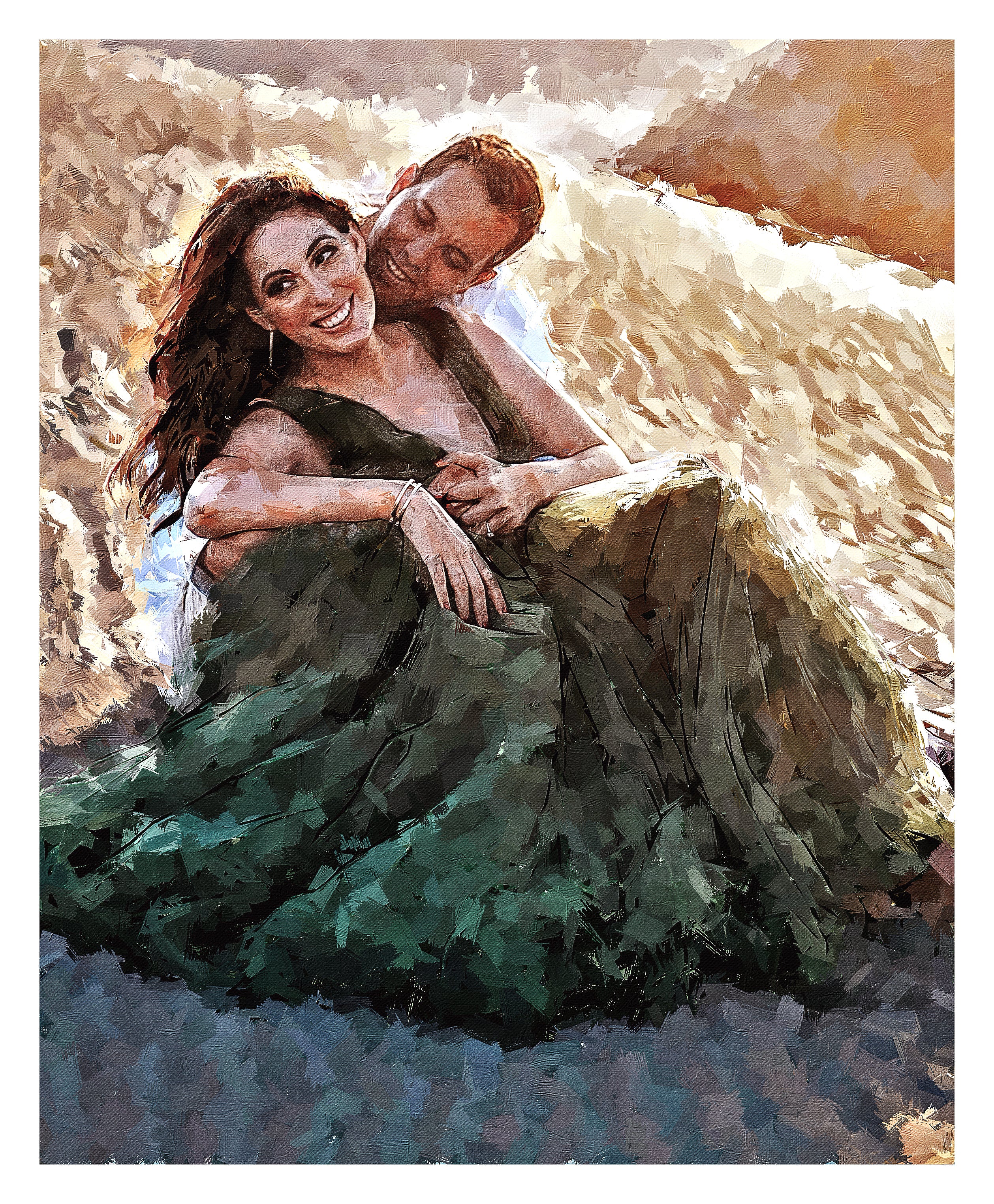 Custom Couple Oil Painting from Photo, Romantic Portrait, Personalized Anniversary Gift